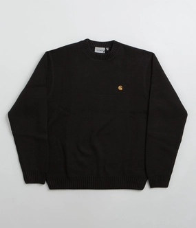 Casual Elegance product flannel coziness Carhartt Chane Crewneck Sweatshirt - Black / Gold