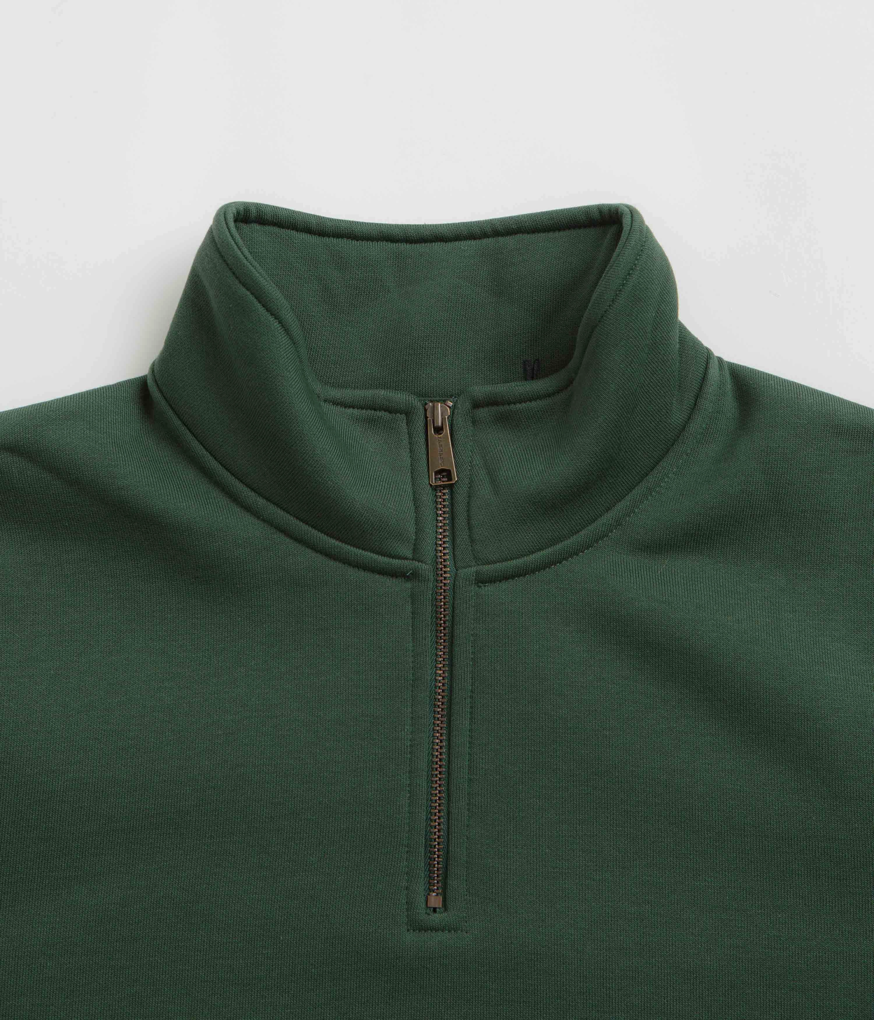 Carhartt Chase Zip Neck Sweatshirt - Sycamore Tree / Gold Cozy All Day slim fit
