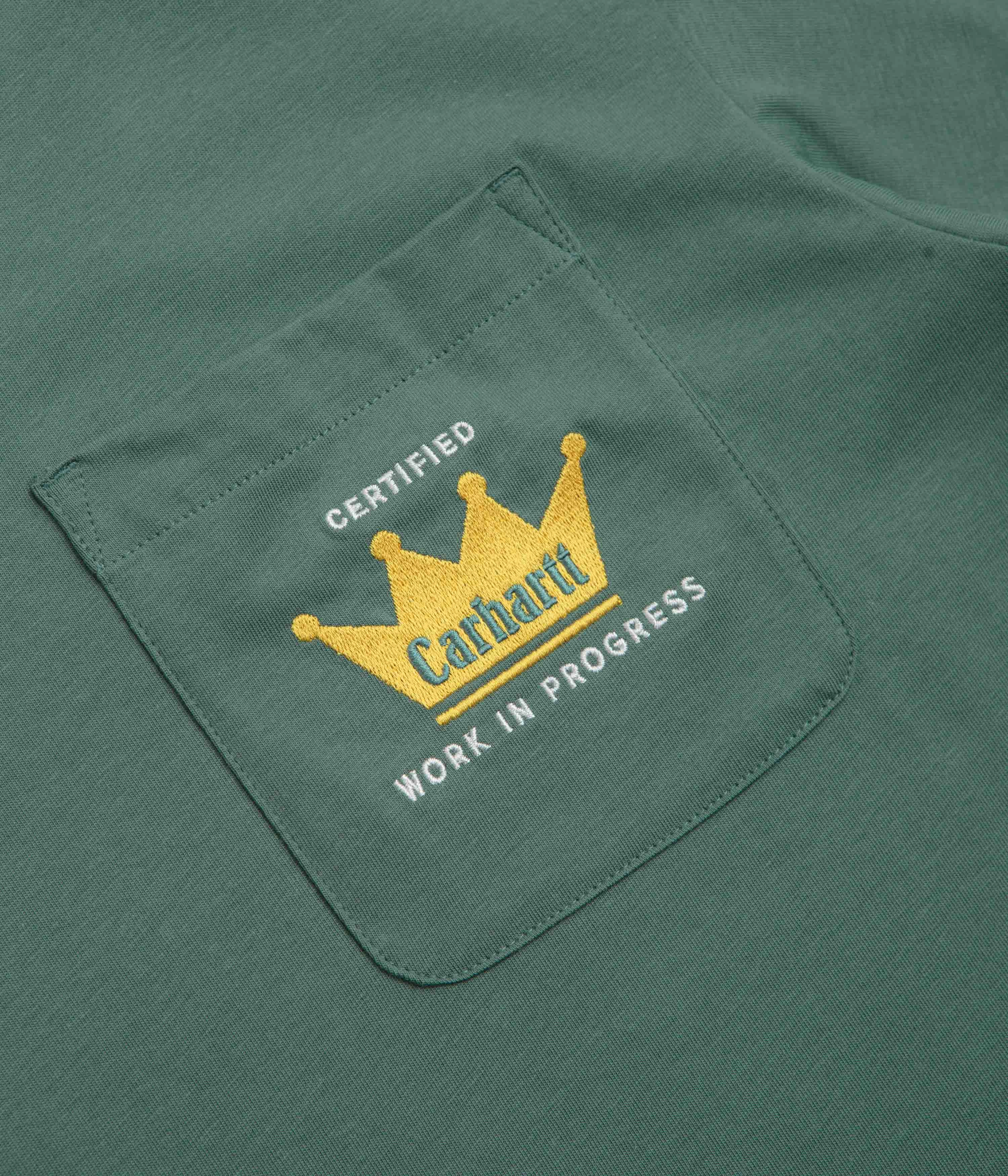 Stylish Casual Relaxed Armhole Cut Carhartt Crown Pocket T-Shirt - Silver Pine