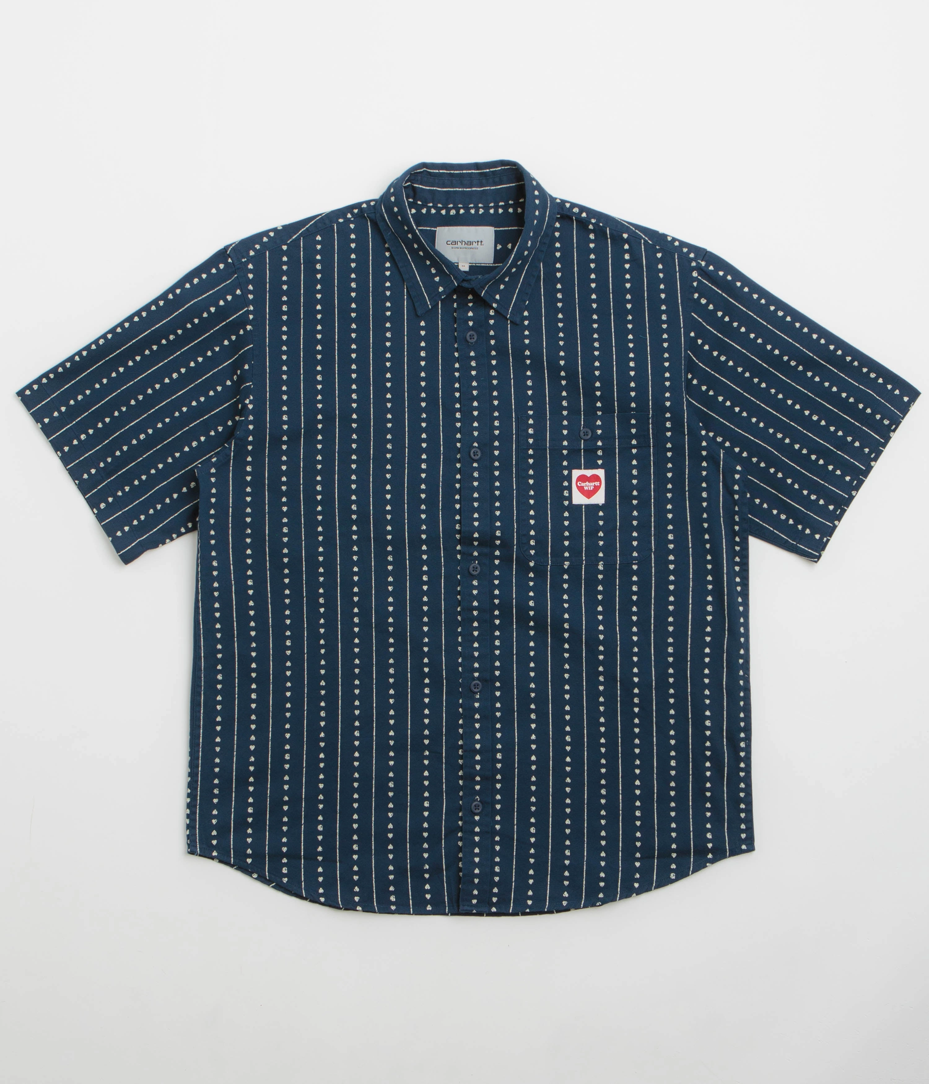 Carhartt Drewe Short Sleeve Shirt - Heart C Pinstripe / Ink / Natural Relaxed Vibe Everyday Essential