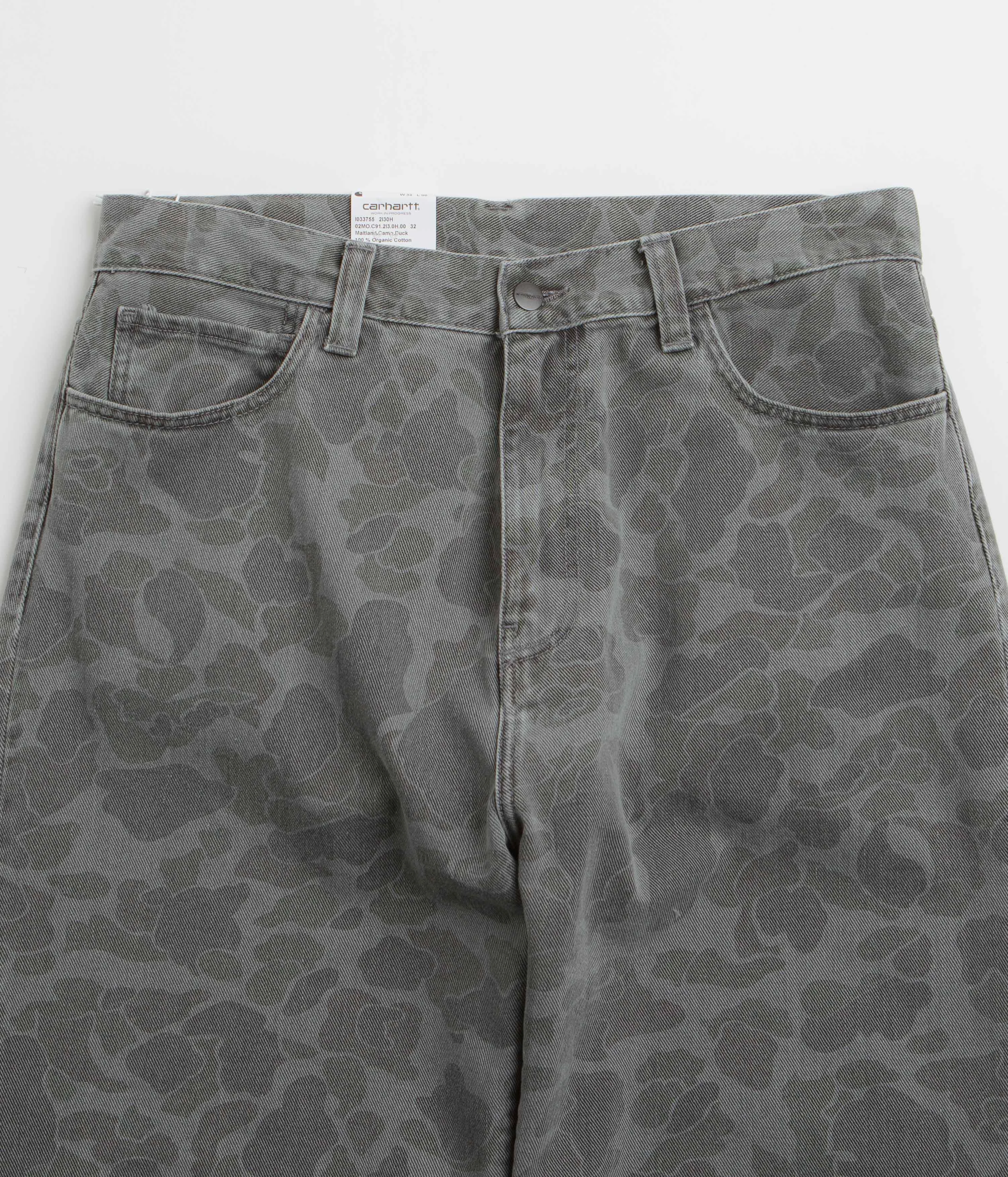Quick Conversion Hem Carhartt Duck Landon Pants - Camo Duck / Black Heavy Bleached