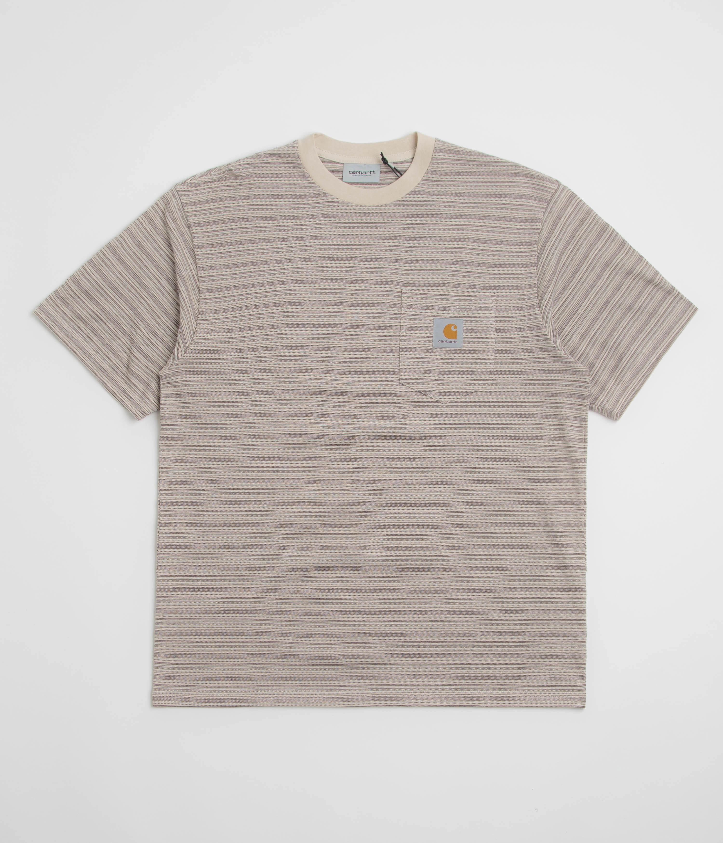 Non Irritating Tags Carhartt Gellar Pocket T-Shirt - Gellar Stripe / Wax