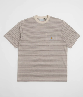 Non Irritating Tags Carhartt Gellar Pocket T-Shirt - Gellar Stripe / Wax