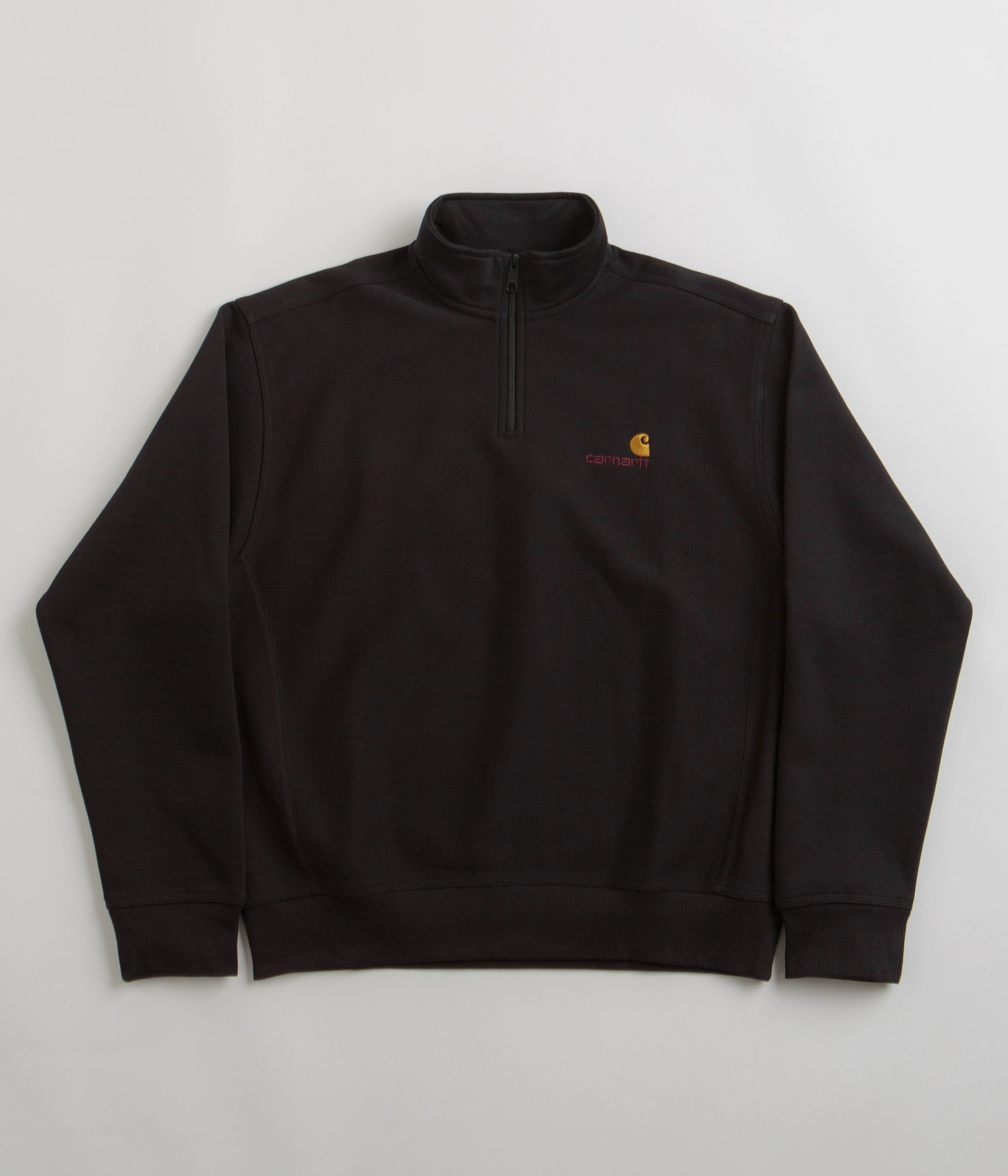marbled Carhartt Half Zip American Script Sweatshirt - Black
