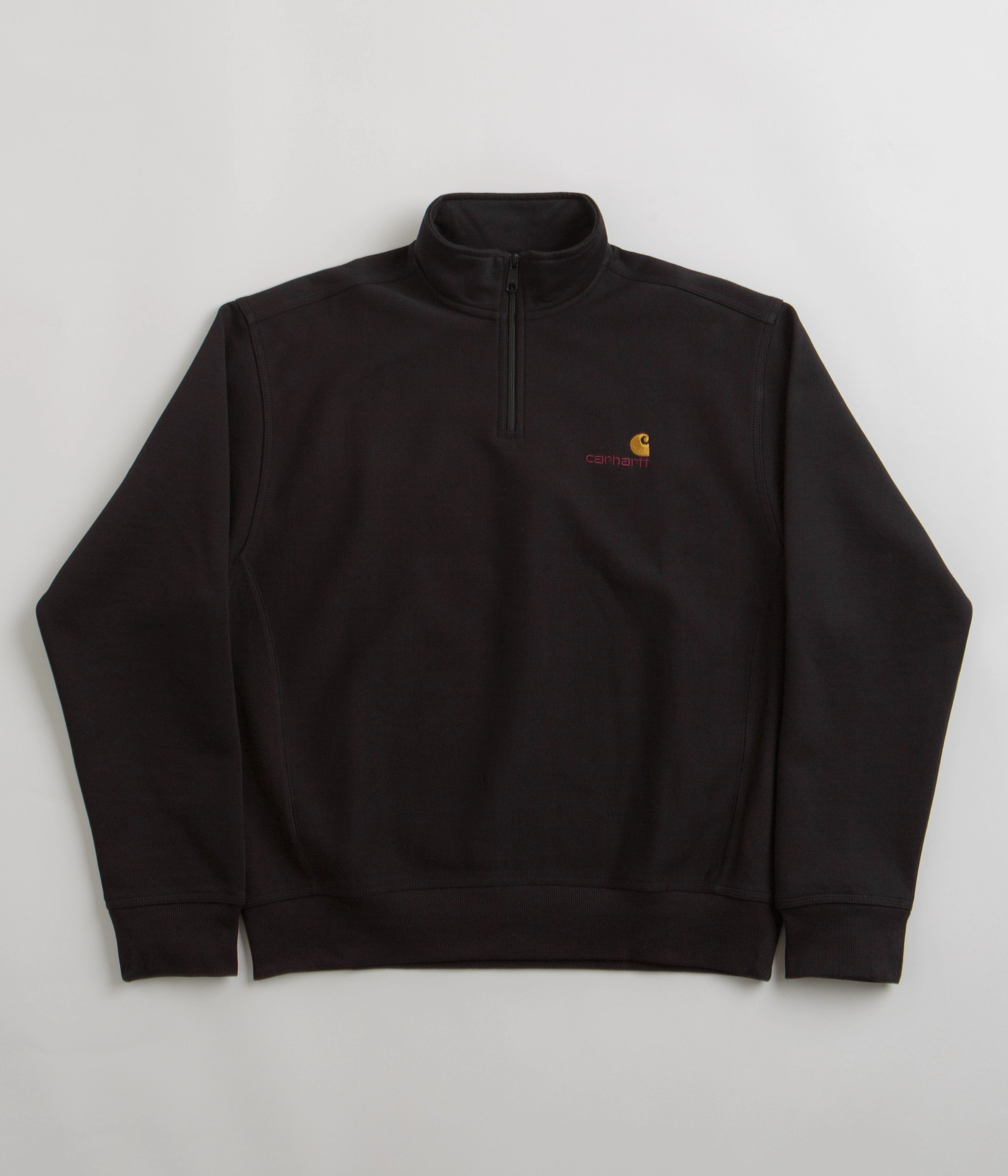 Carhartt Half Zip American Script Sweatshirt - Black product tweed warmth Travel Friendly