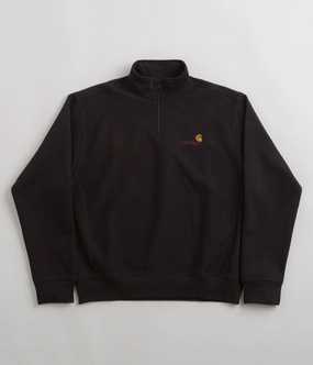 marbled Carhartt Half Zip American Script Sweatshirt - Black