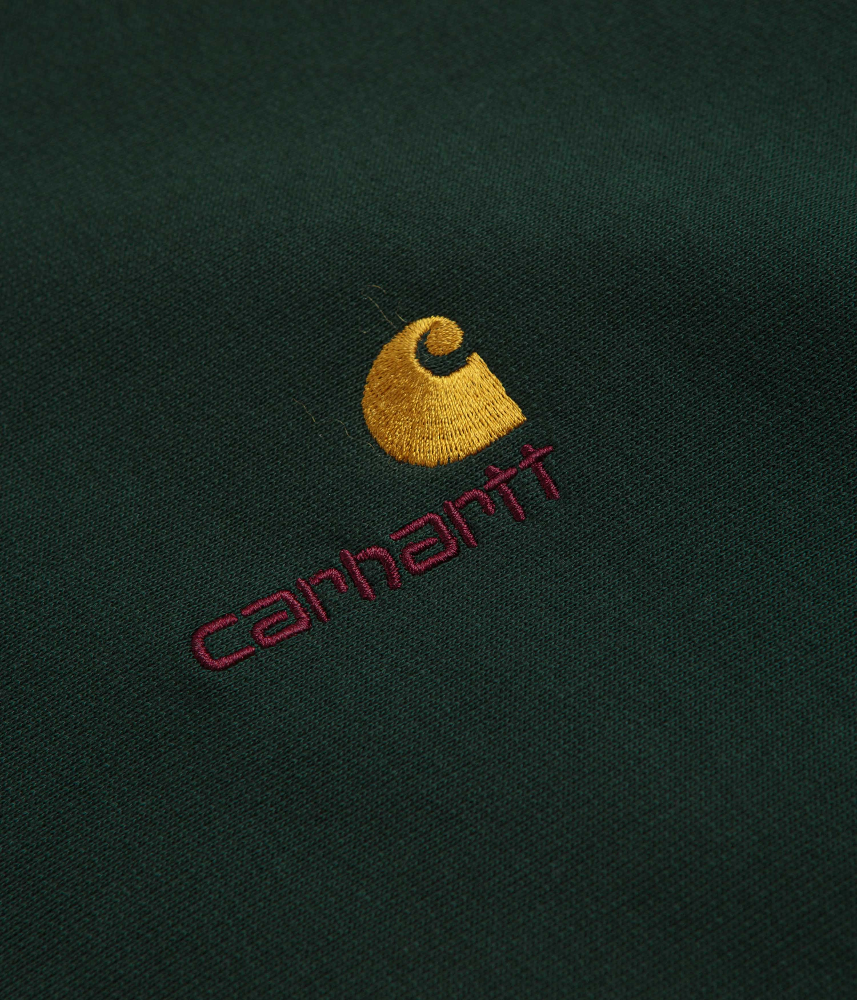 Carhartt Half Zip American Script Sweatshirt - Conifer Soft Fabric