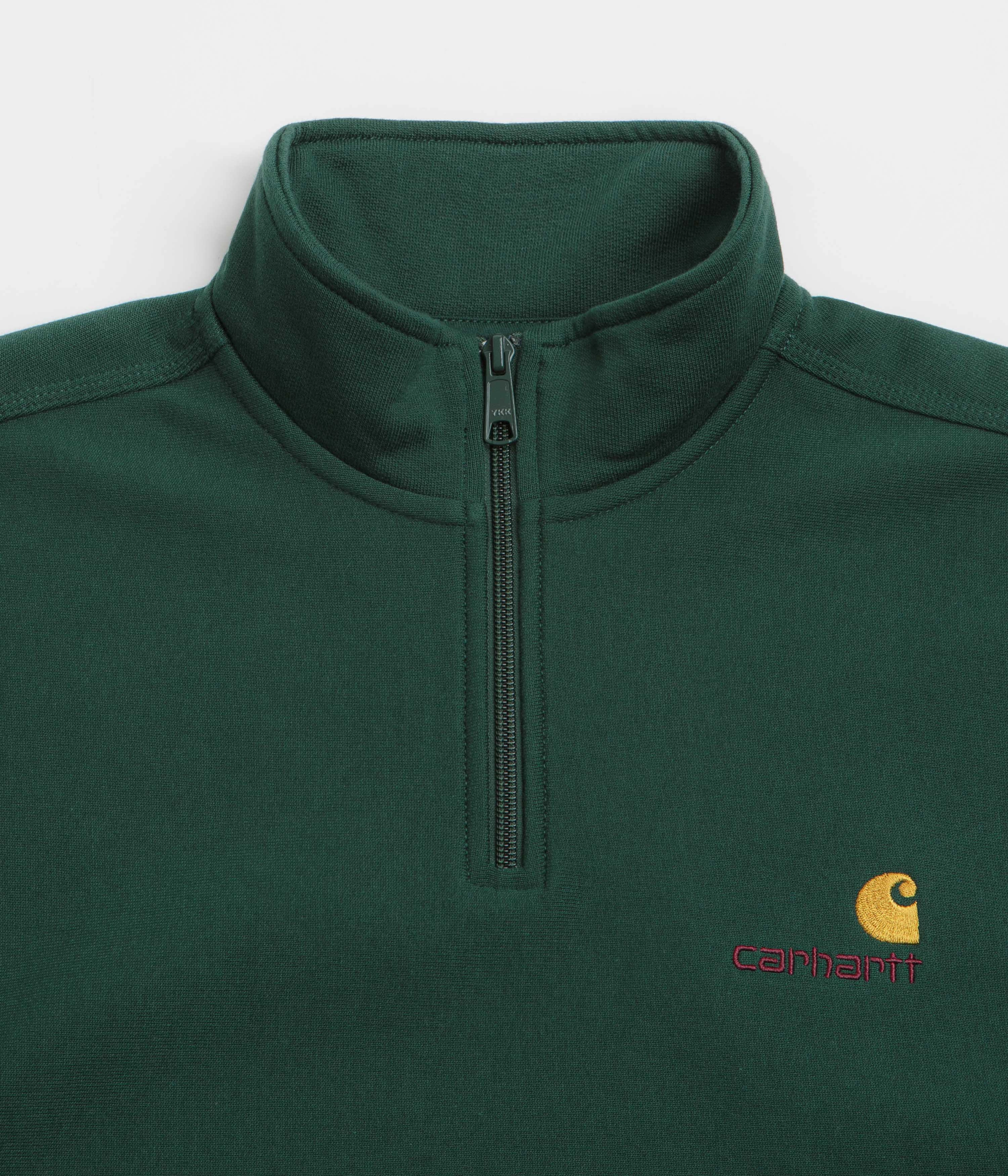 Carhartt Half Zip American Script Sweatshirt - Dark Fir waterproof Minimalist Wear