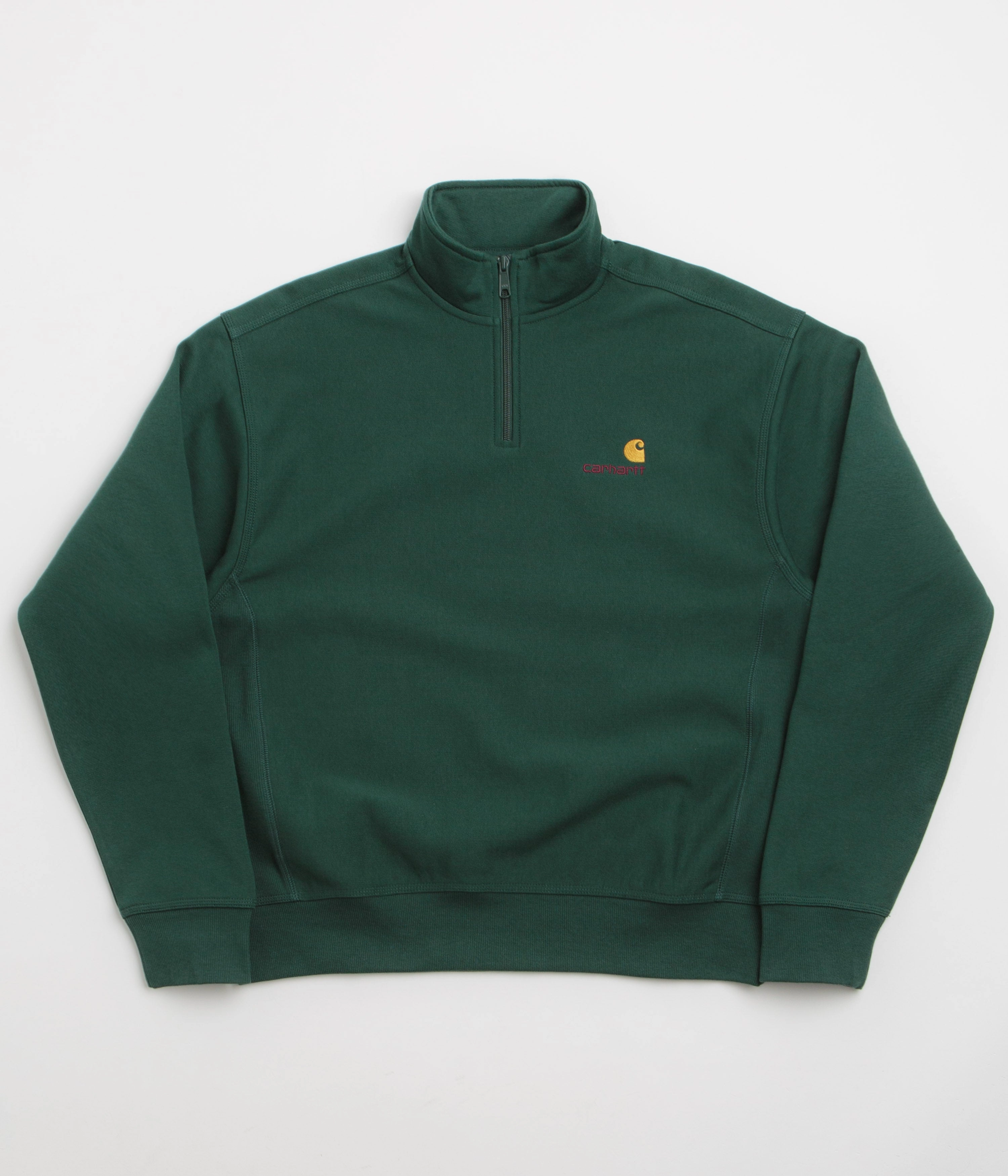 product anniversary charm Carhartt Half Zip American Script Sweatshirt - Dark Fir