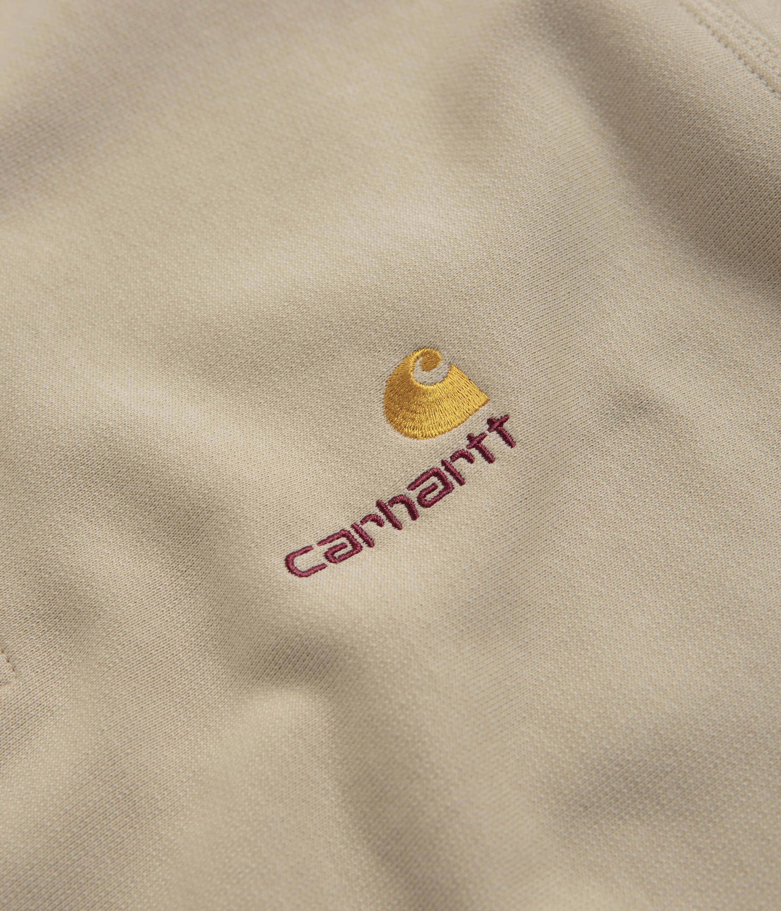 Relaxed Comfort Carhartt Half Zip American Script Sweatshirt - Fleur De Sel