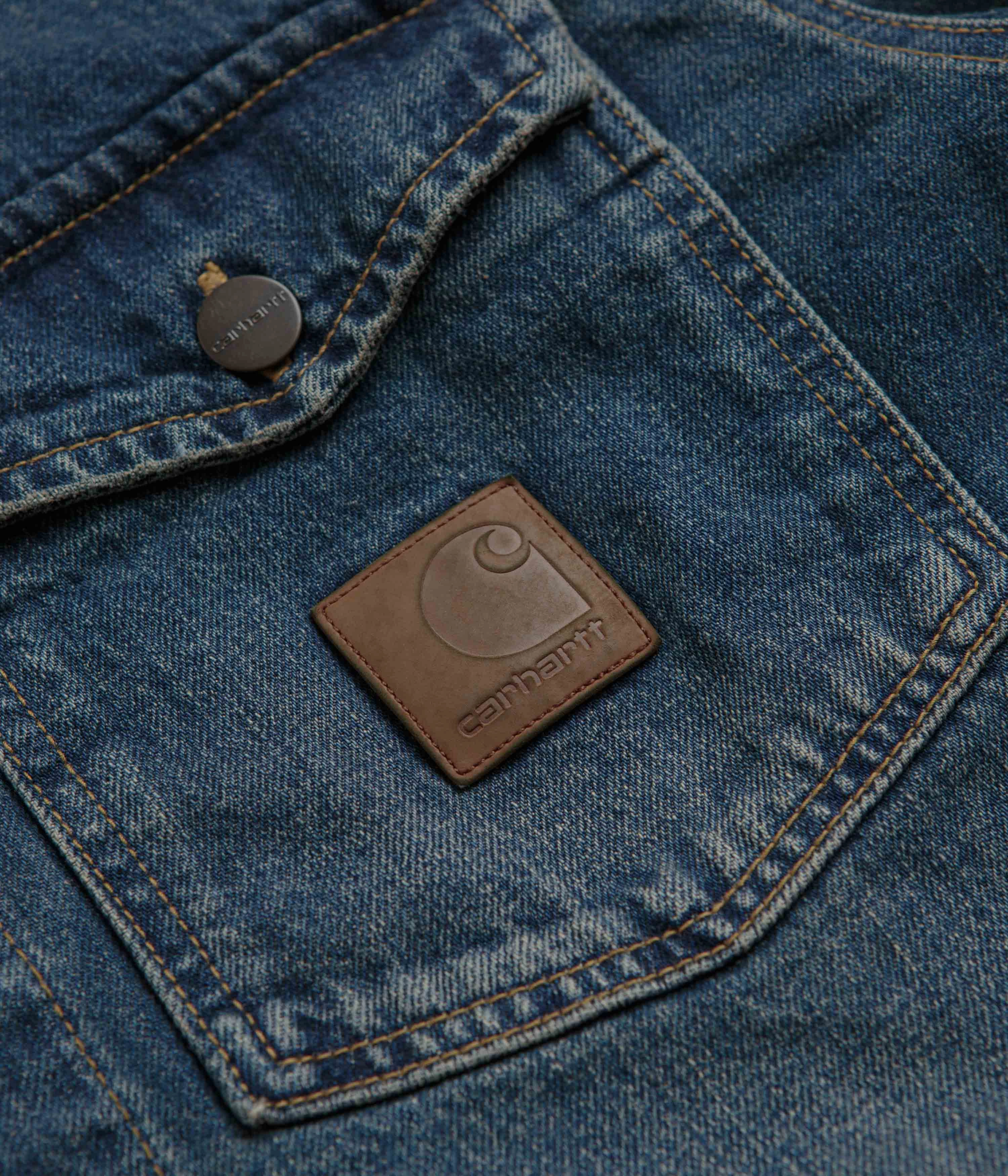 Carhartt Lincoln Shirt Jacket - Blue Worn Used Wash Urban Look Recycled Material