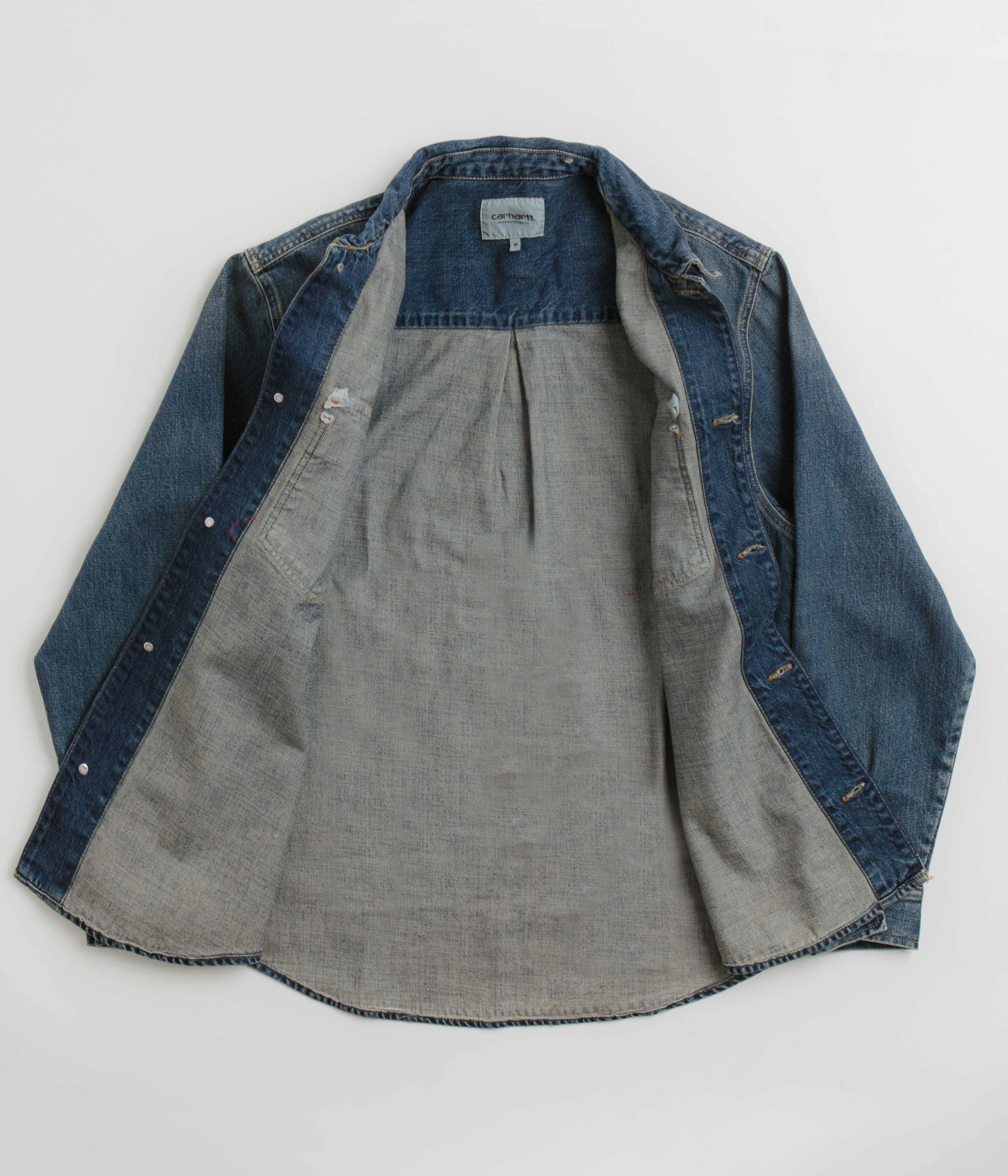 Carhartt Lincoln Shirt Jacket - Blue Worn Used Wash Practical Comfort