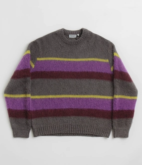 Trendy Essentials Outdoor Sporty Carhartt Merton Crewneck Sweatshirt - Sundling Stripe / Aura