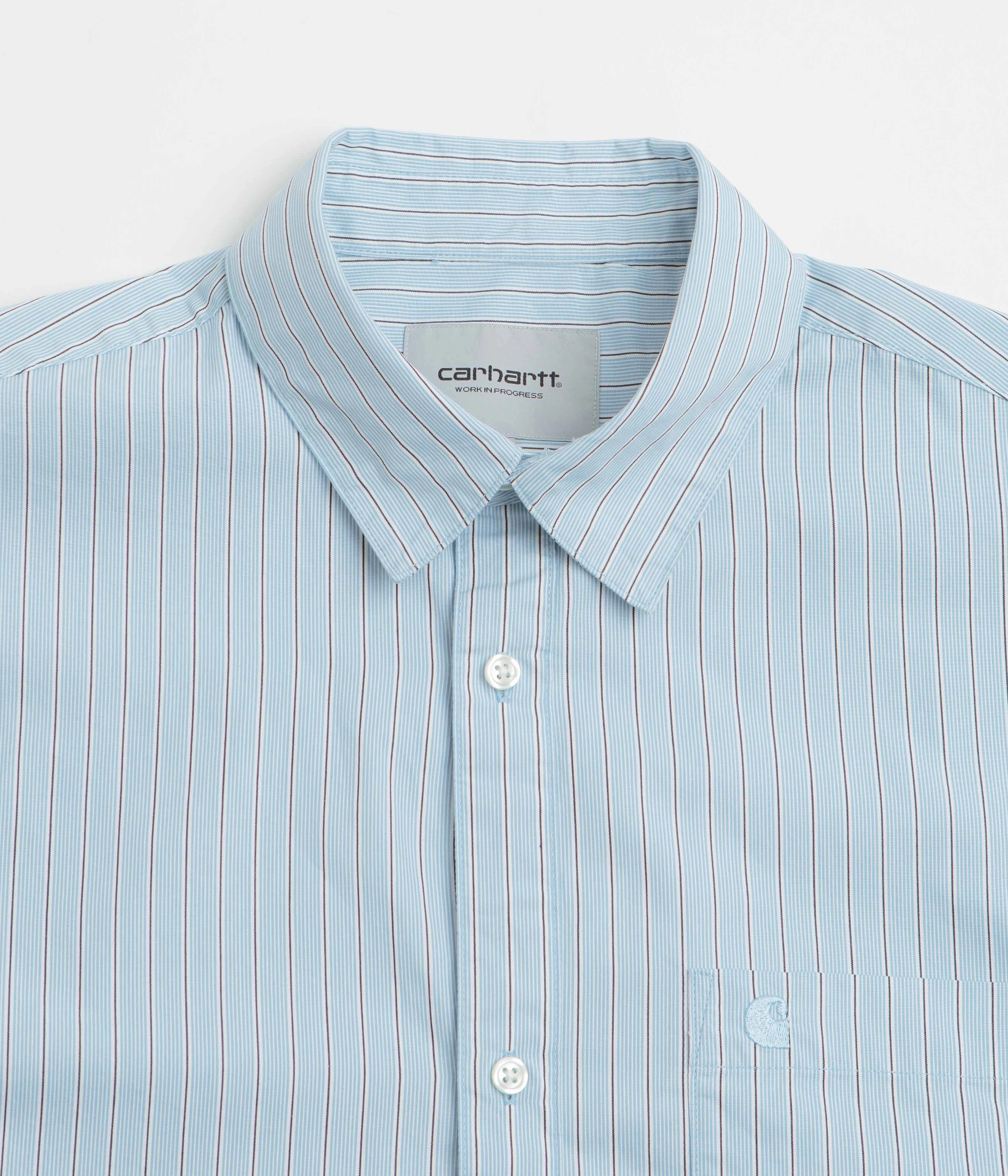 Carhartt Notus Shirt - Bova Stripe / Bluebird V-neck style