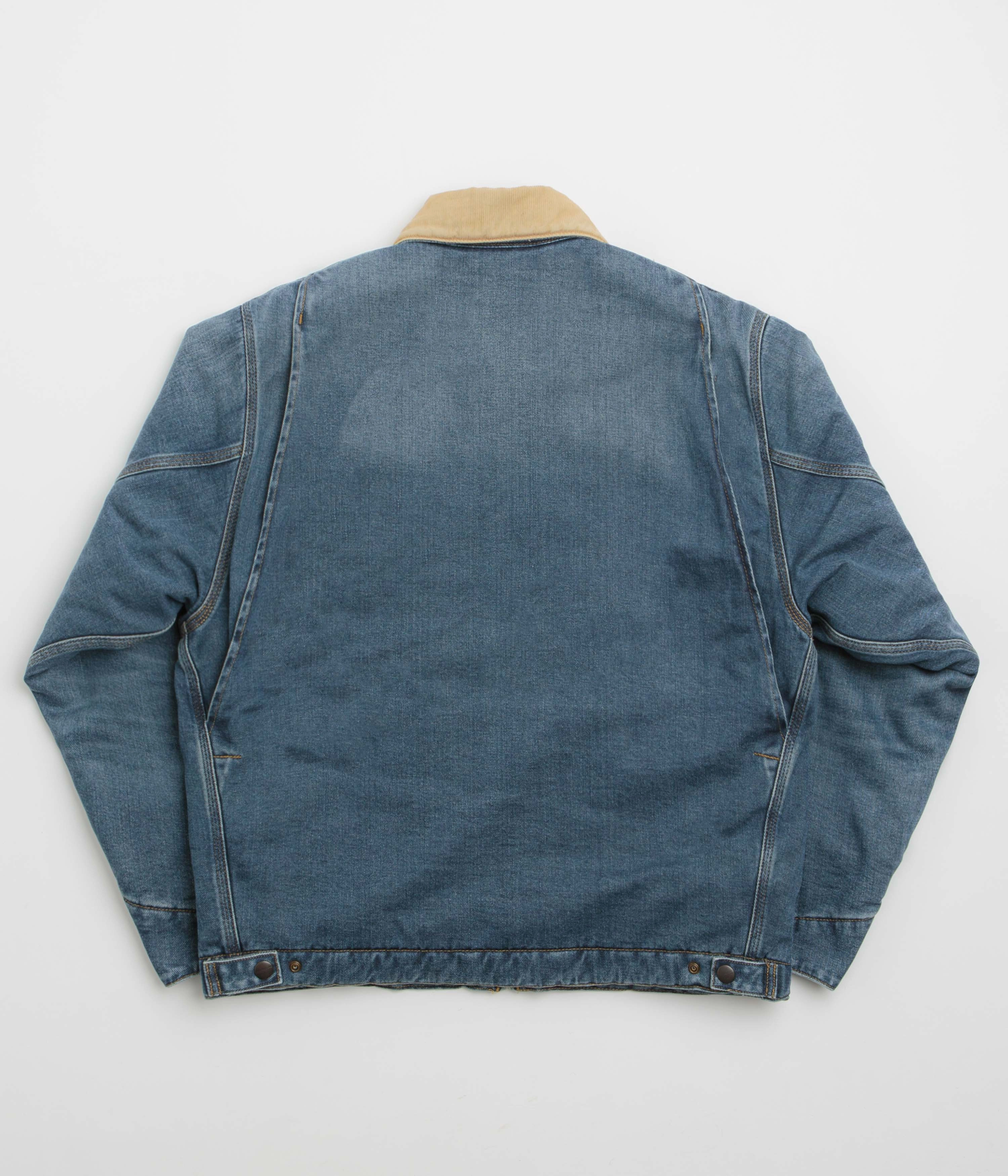 Carhartt OG Detroit Jacket - Blue / Dusty Hamilton Brown Dark Wash Non Restrictive Mobility