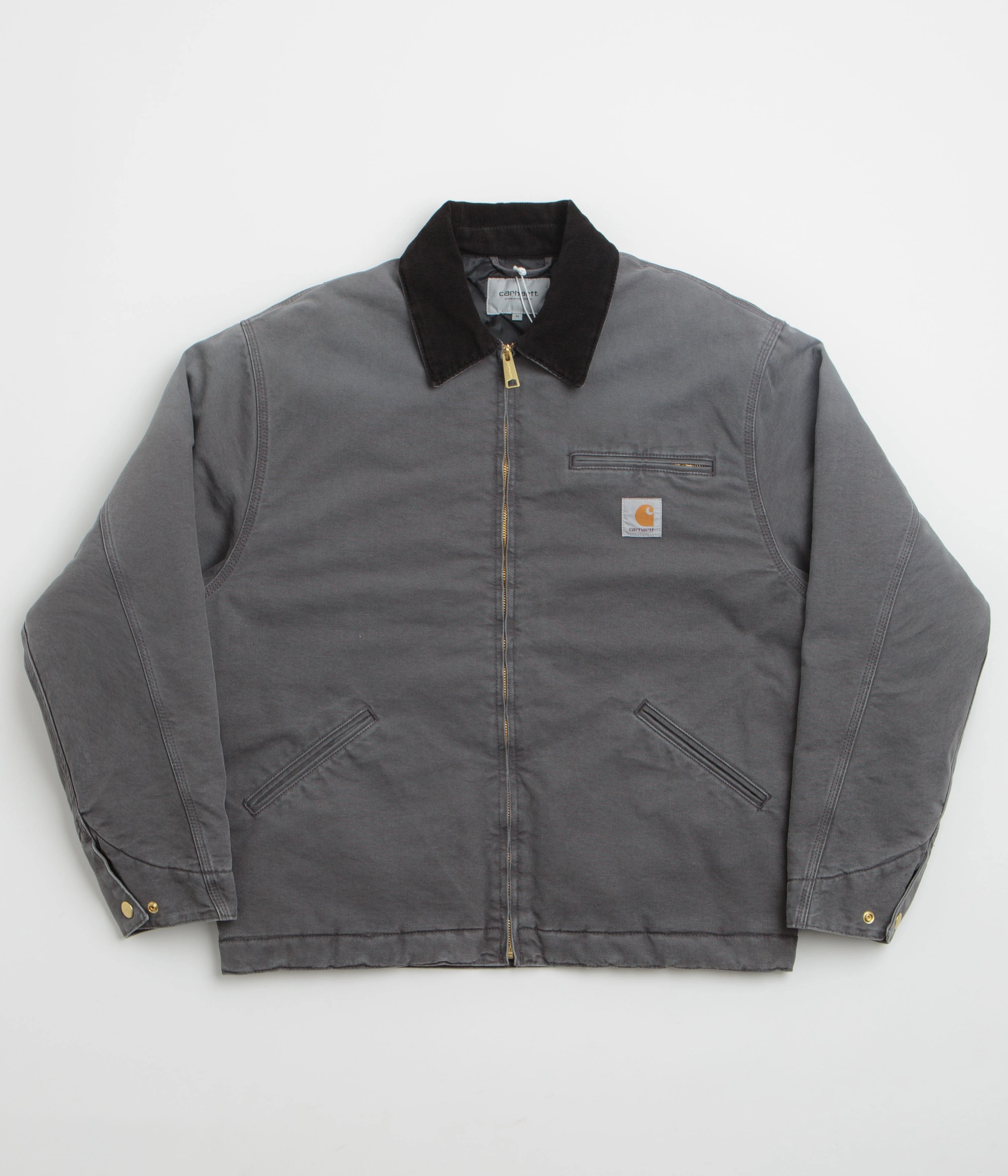 Carhartt OG Detroit Jacket - Graphite / Black Stone Canvas Performance Ready Stand Collar