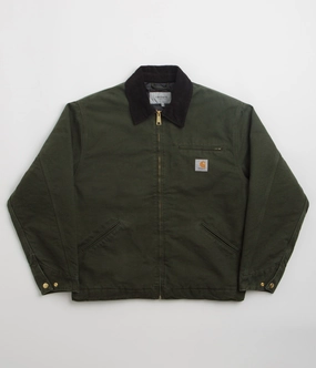Hyperguard Water Resistance flight travel Carhartt OG Detroit Jacket - Olive / Black Stone Canvas