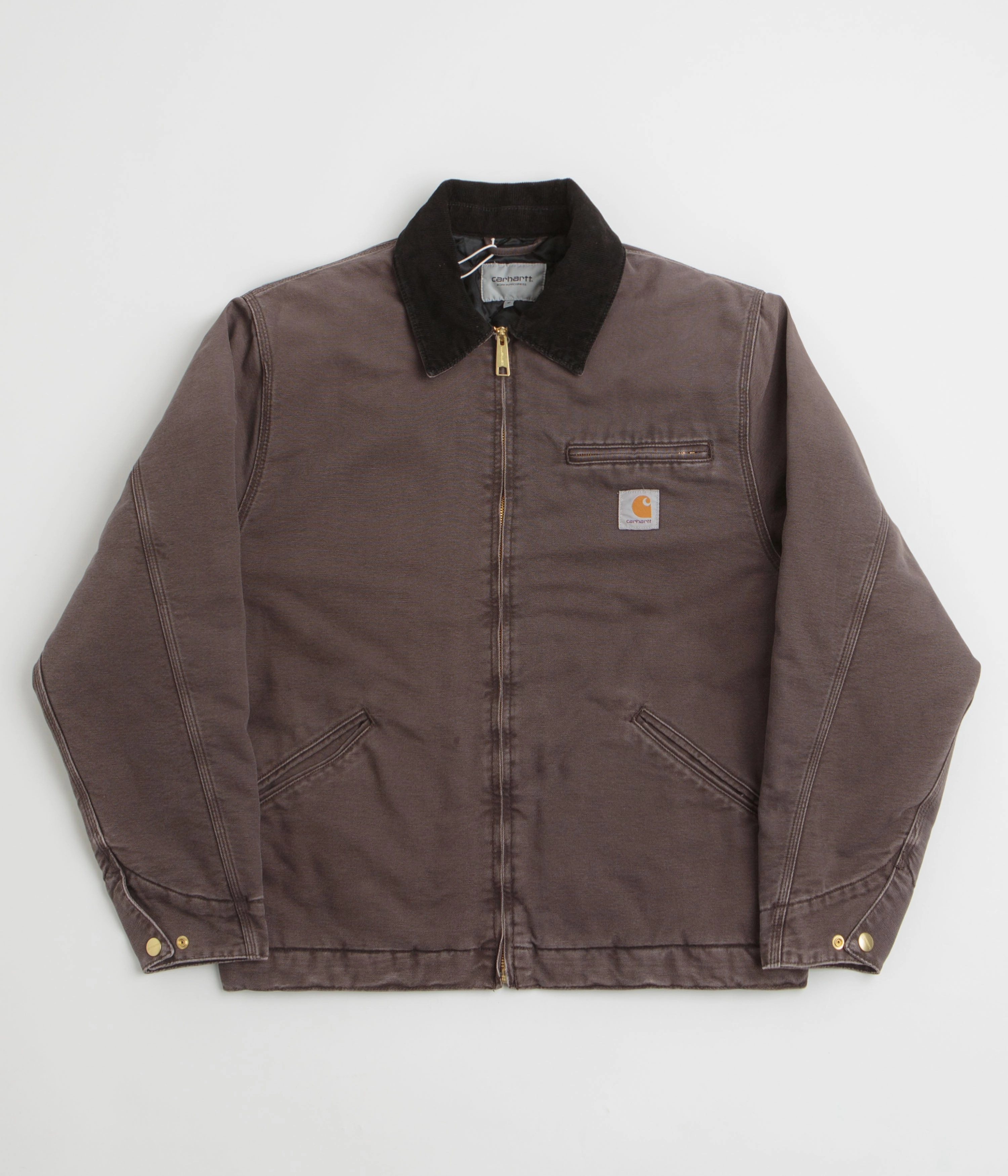 waist length Example Carhartt OG Detroit Jacket - Tobacco / Black Stone Canvas