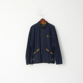 Multipanel Construction Magnetic Closure Cariboo Chilcotin Paris Men XL Jacket Navy Cotton Bomber Zip Up Casual Vintage Top