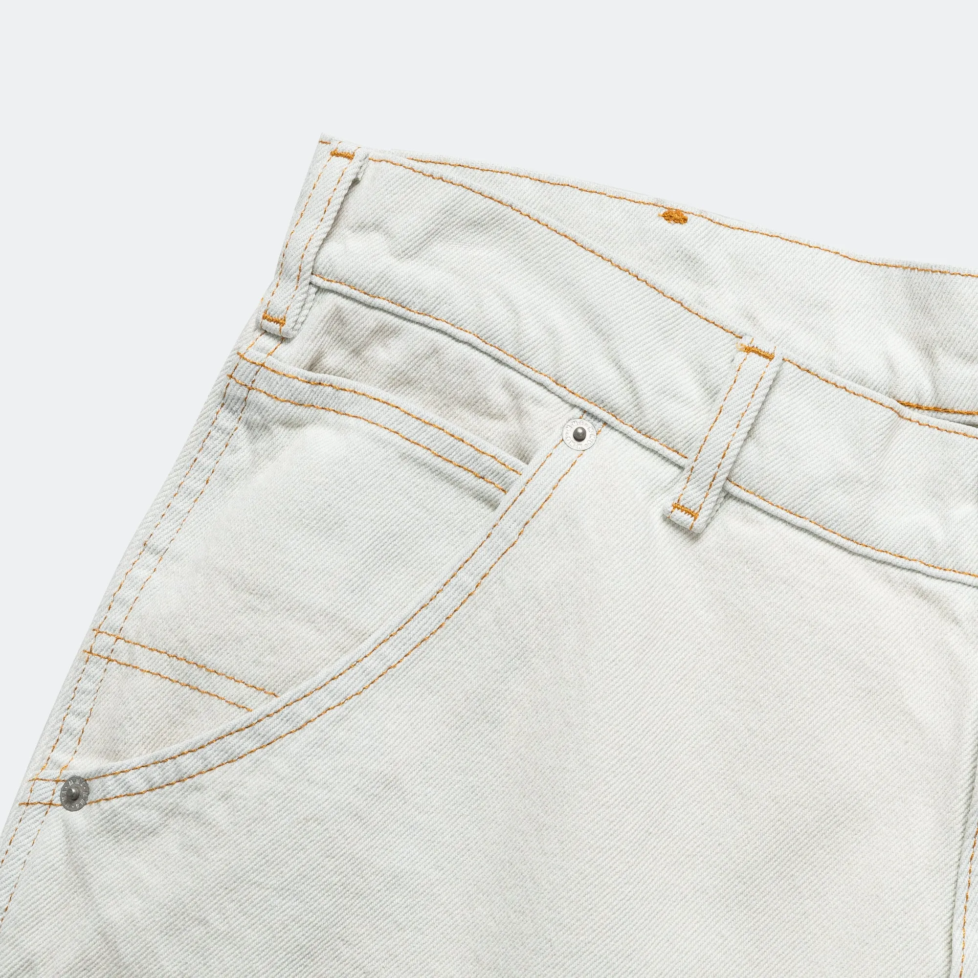 Carpenter Shorts - White Denim Ergonomic Curved Seams