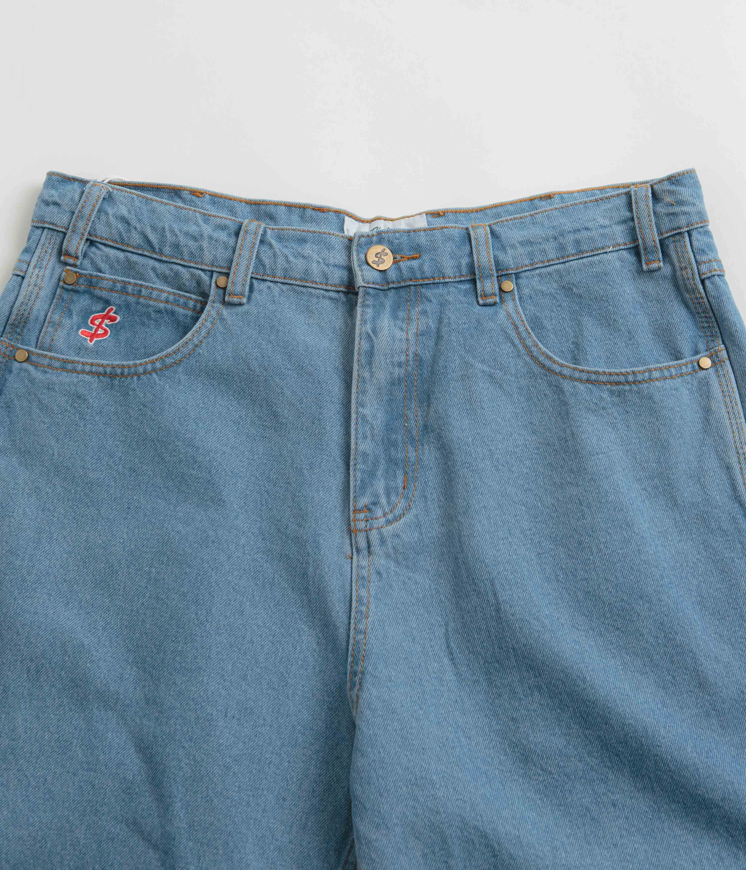 polo shirt Cash Only Logo Denim Shorts - Washed Indigo