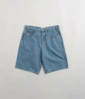 Breathable fabric Classic Fit Cash Only Logo Denim Shorts - Washed Indigo
