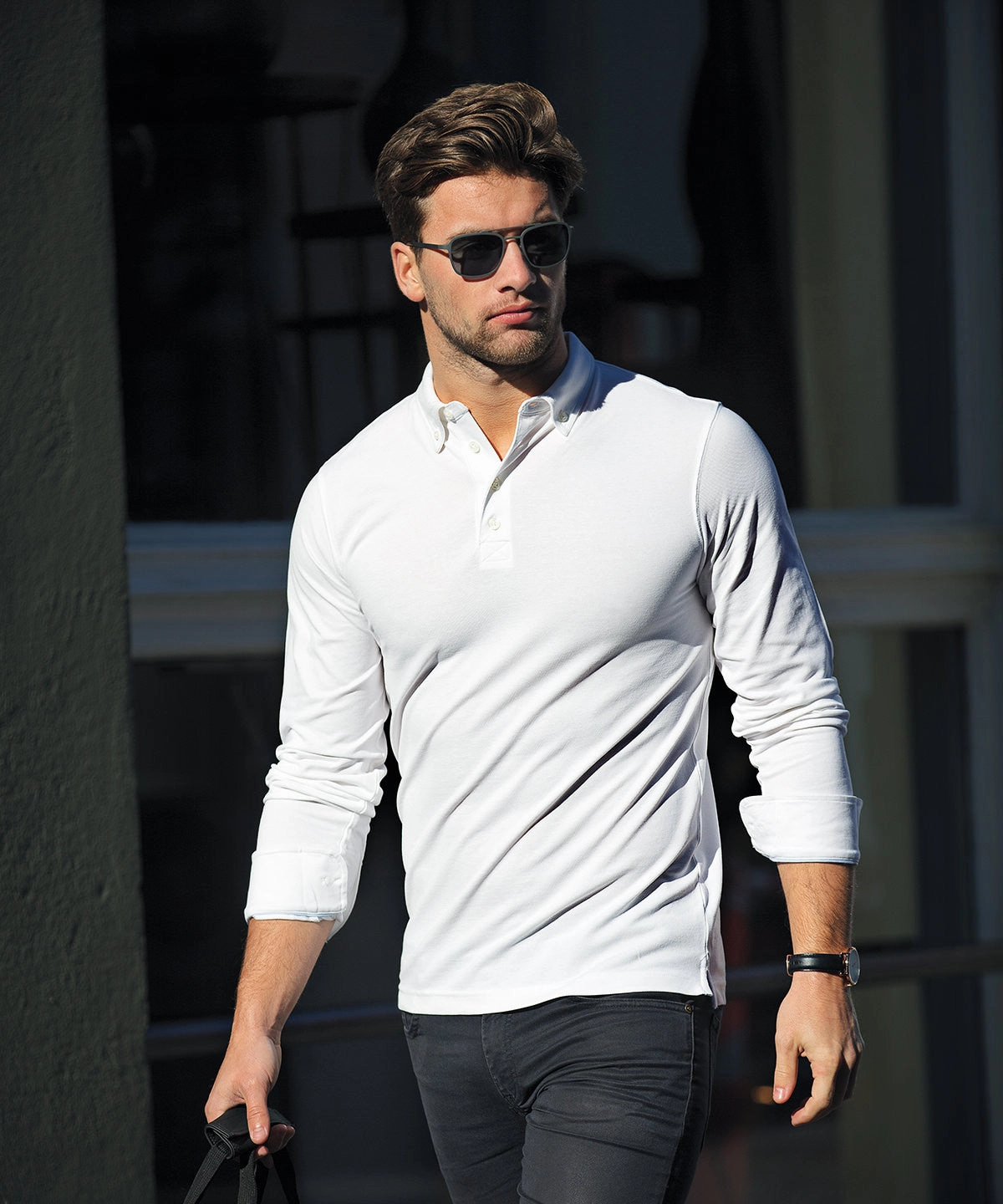 Modern Style Carlington ?C Deluxe Long Sleeve Polo | WHITE