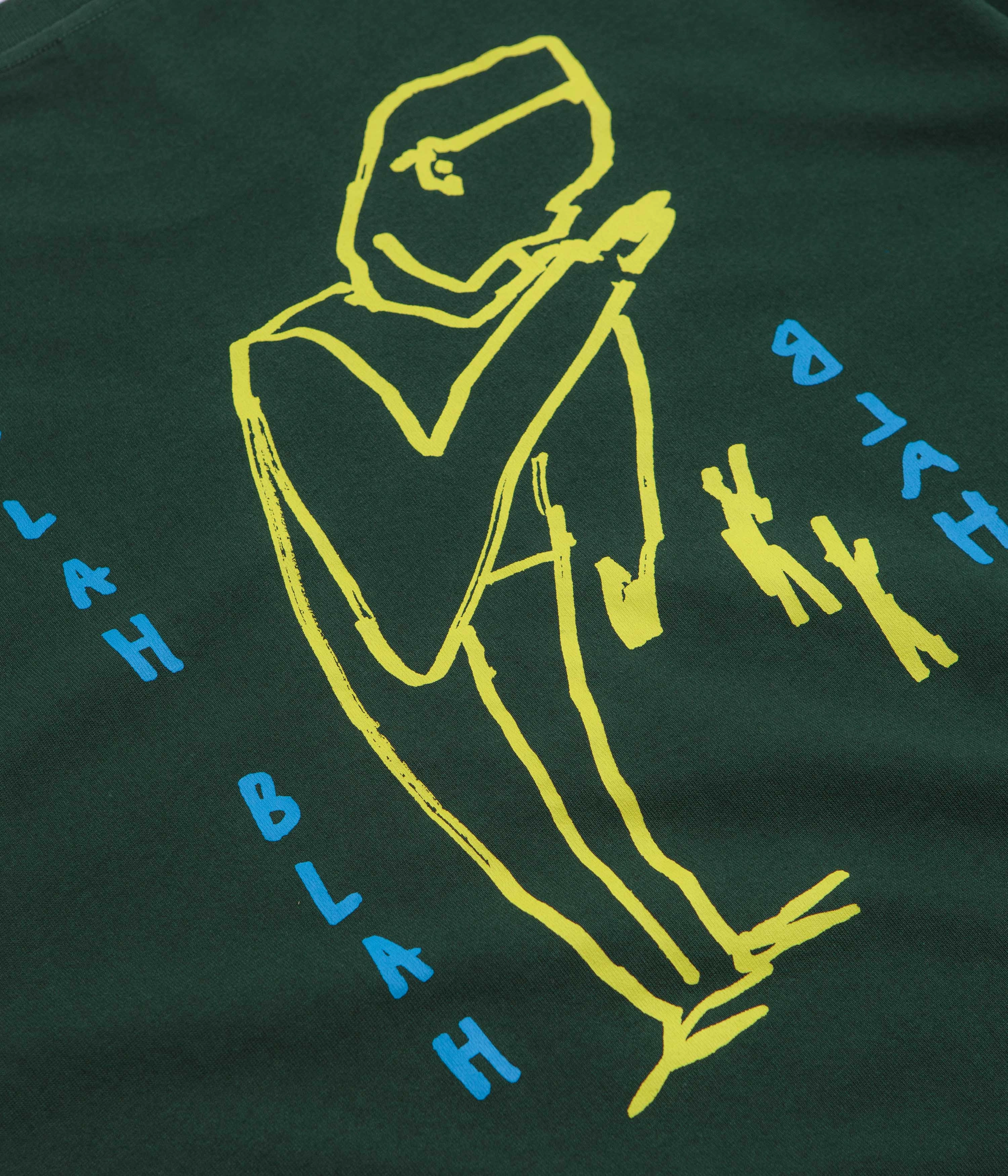 Polar Blah Blah Blah T-Shirt - Dark Green Comfort and Fit Garment Dyed Finish