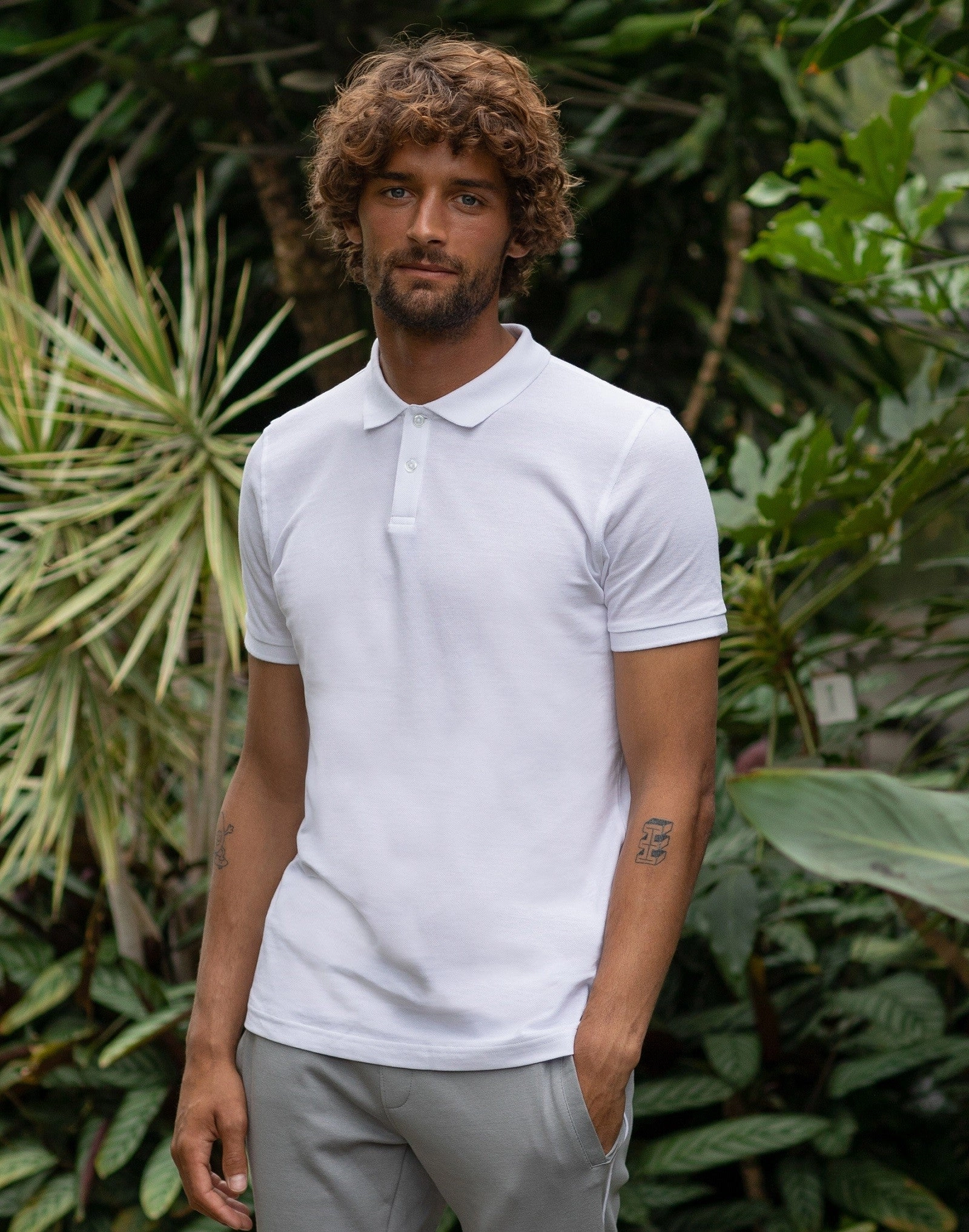 Etosha Organic Polo Shirt | ARCTIC WHITE refined design Multipanel Construction