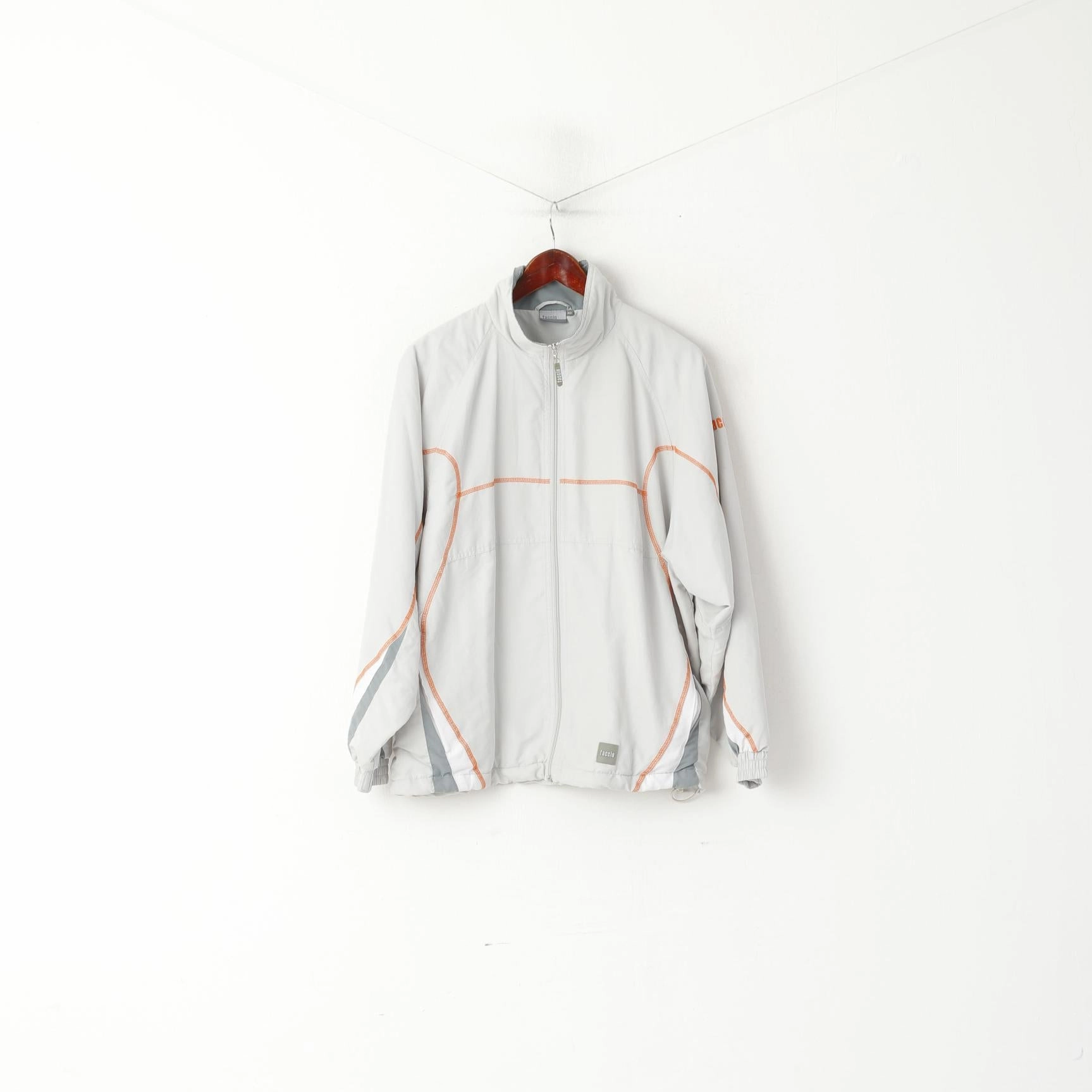 Faccio Men 40 M Jacket Grey Sportswear Lightweight Full Zipper Retro Top Custom - made