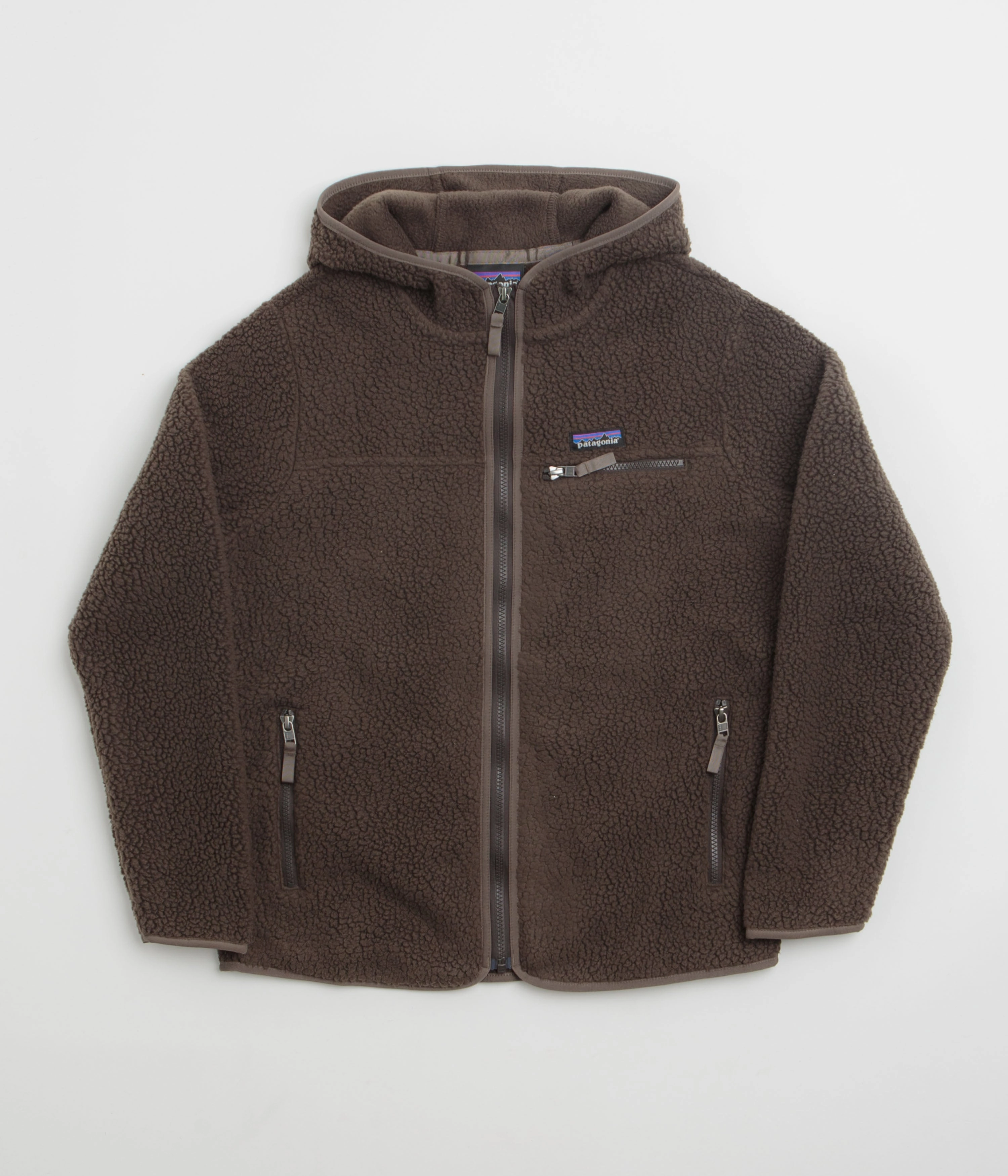 Weather Layer Neutral palette Patagonia Womens Retro Pile Hooded Fleece - Otter Brown