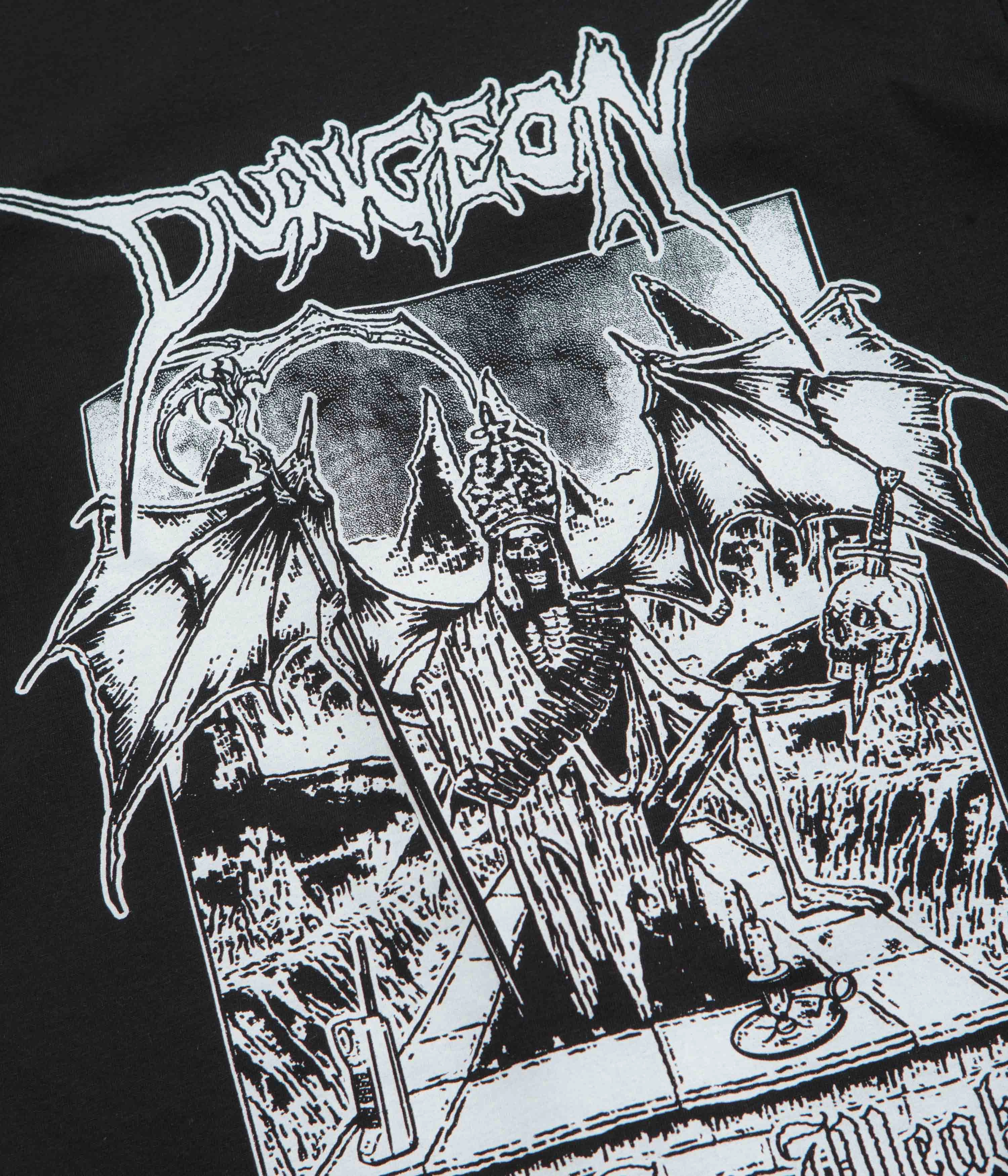 Dungeon Grave Retreat T-Shirt - Black Breathable Cotton Fabric