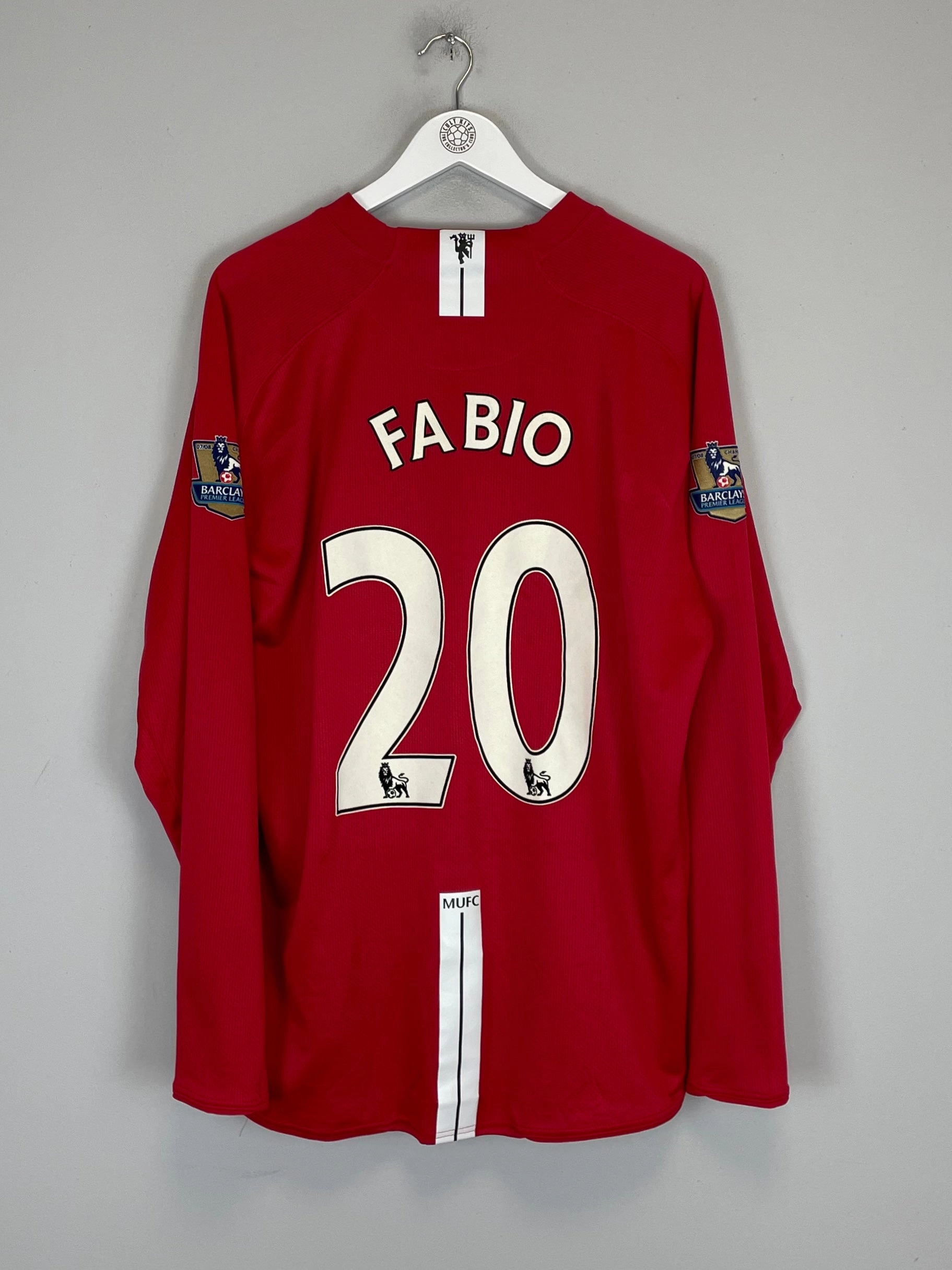 2007/08 MANCHESTER UNITED FABIO #21 L/S HOME SHIRT (XXL) NIKE Ventilated Back Panels