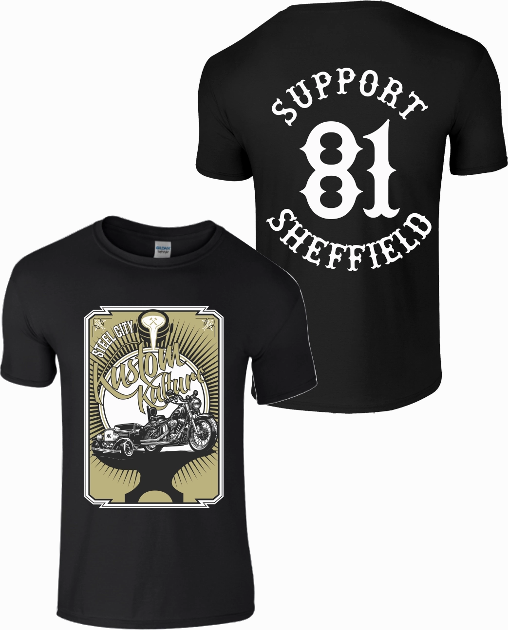 Support Sheffield Kustom Kulture Tee - Black Flexible Ribbed Neckline