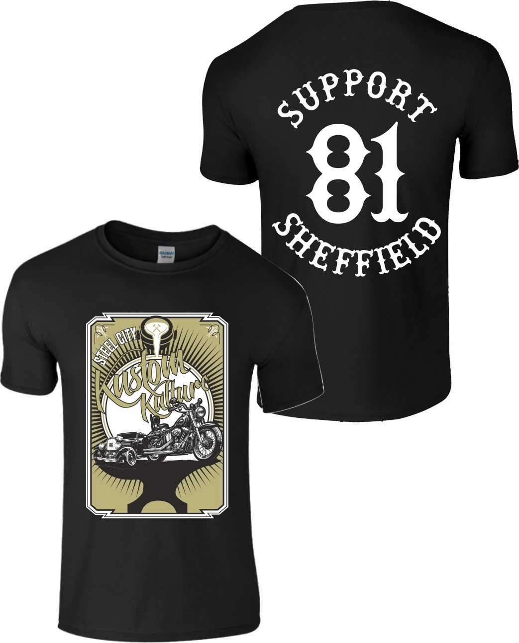 Soft Fit Wear Active Style Support Sheffield Kustom Kulture Tee - Black