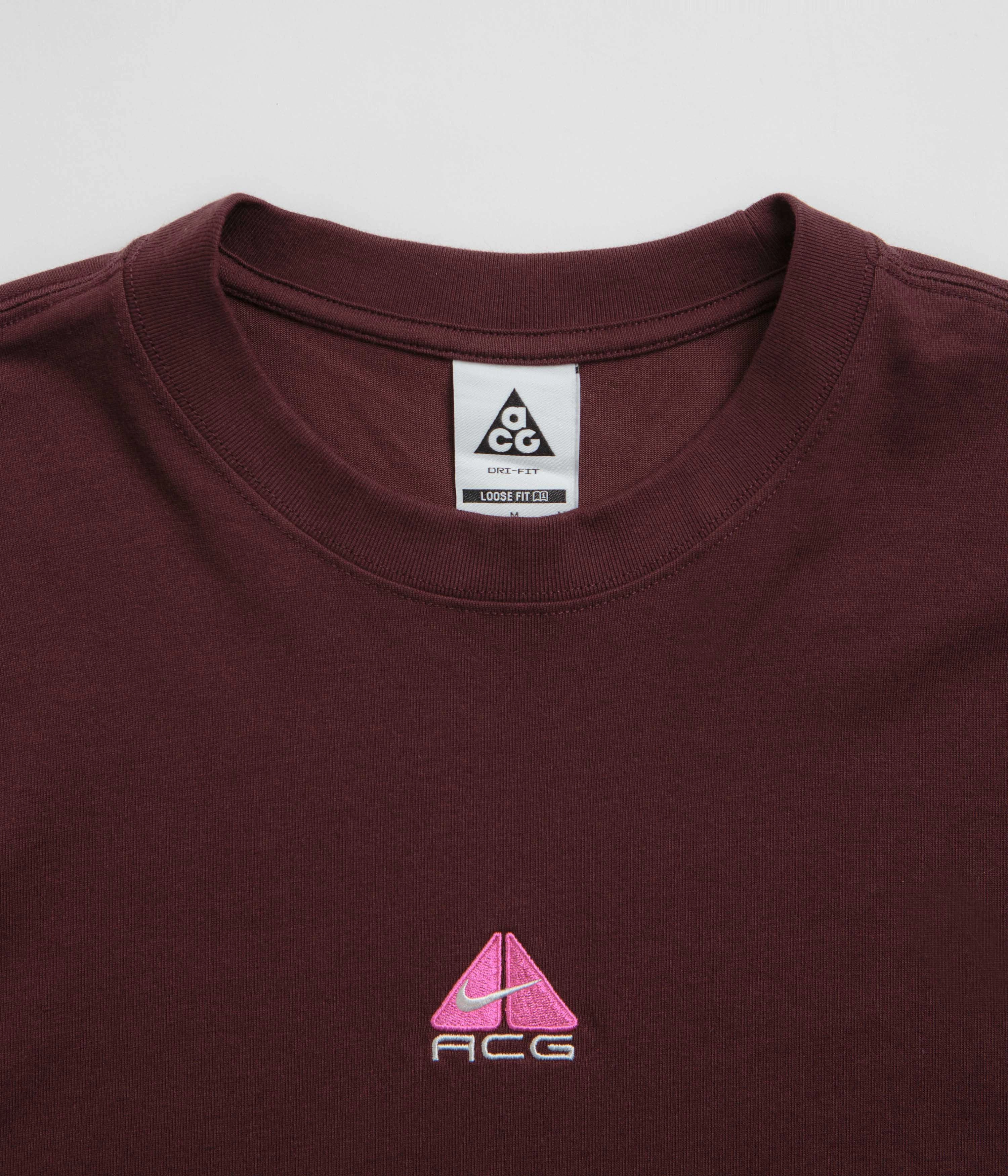 color blocking MinimalistStitching Nike ACG Lungs Long Sleeve T-Shirt - Burgundy Crush