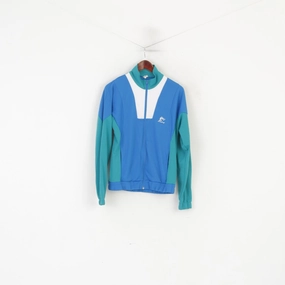 Challenge Men M Sweatshirt Blue Shiny Vintage 90s Full Zipper Sportswear Top Timeless Fashion