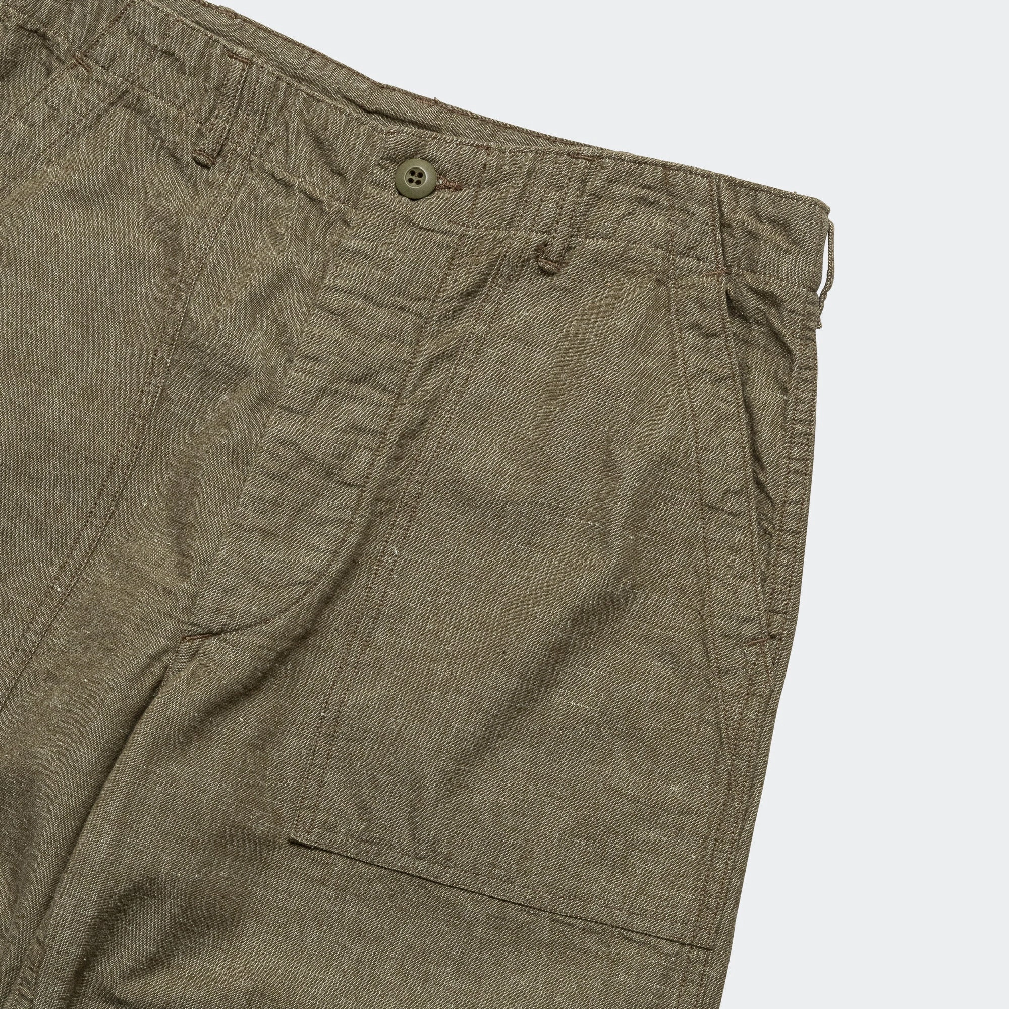 Chambray Fatigue Pants - Dusty Olive Gusseted Crotch BreathableMeshLining