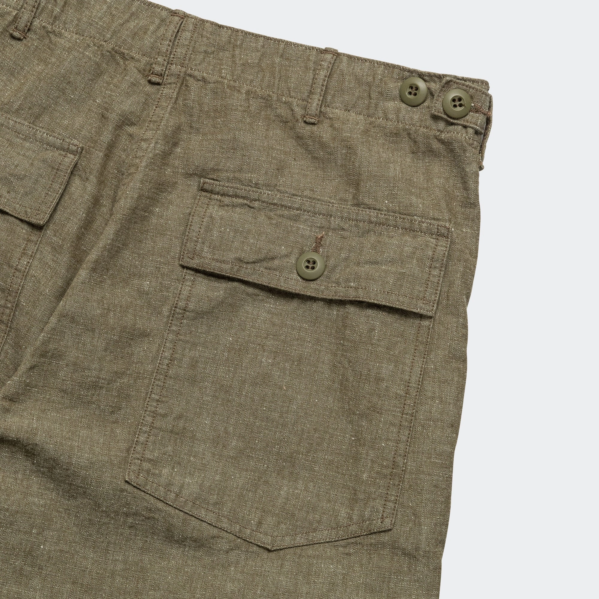 Chambray Fatigue Pants - Dusty Olive Flexible Knee Articulation Classic Comfort