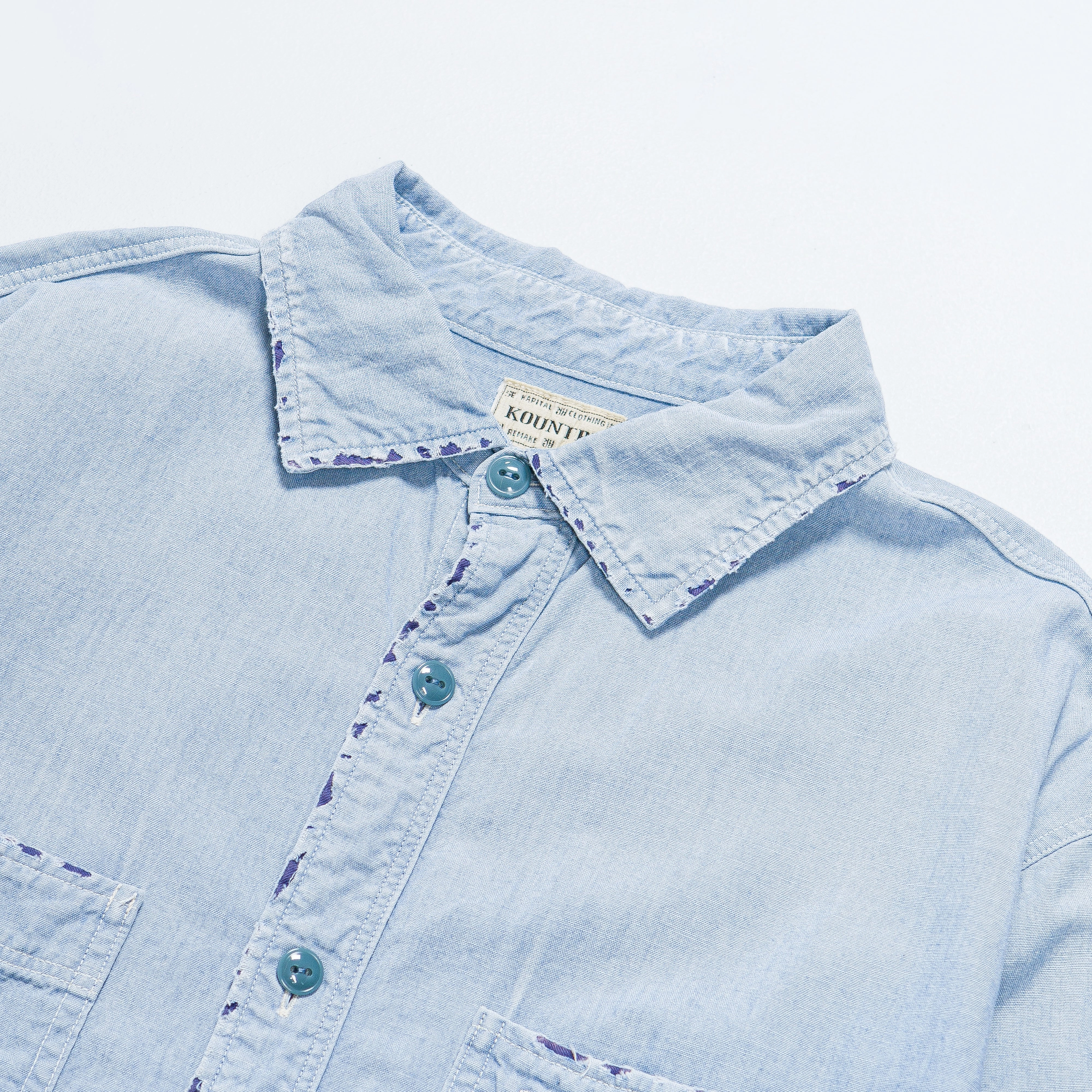 Chambray KOUNTRY Work Shirt (RAIN BANDANA Remake) - Sax Temperature Regulating Mature Elegance