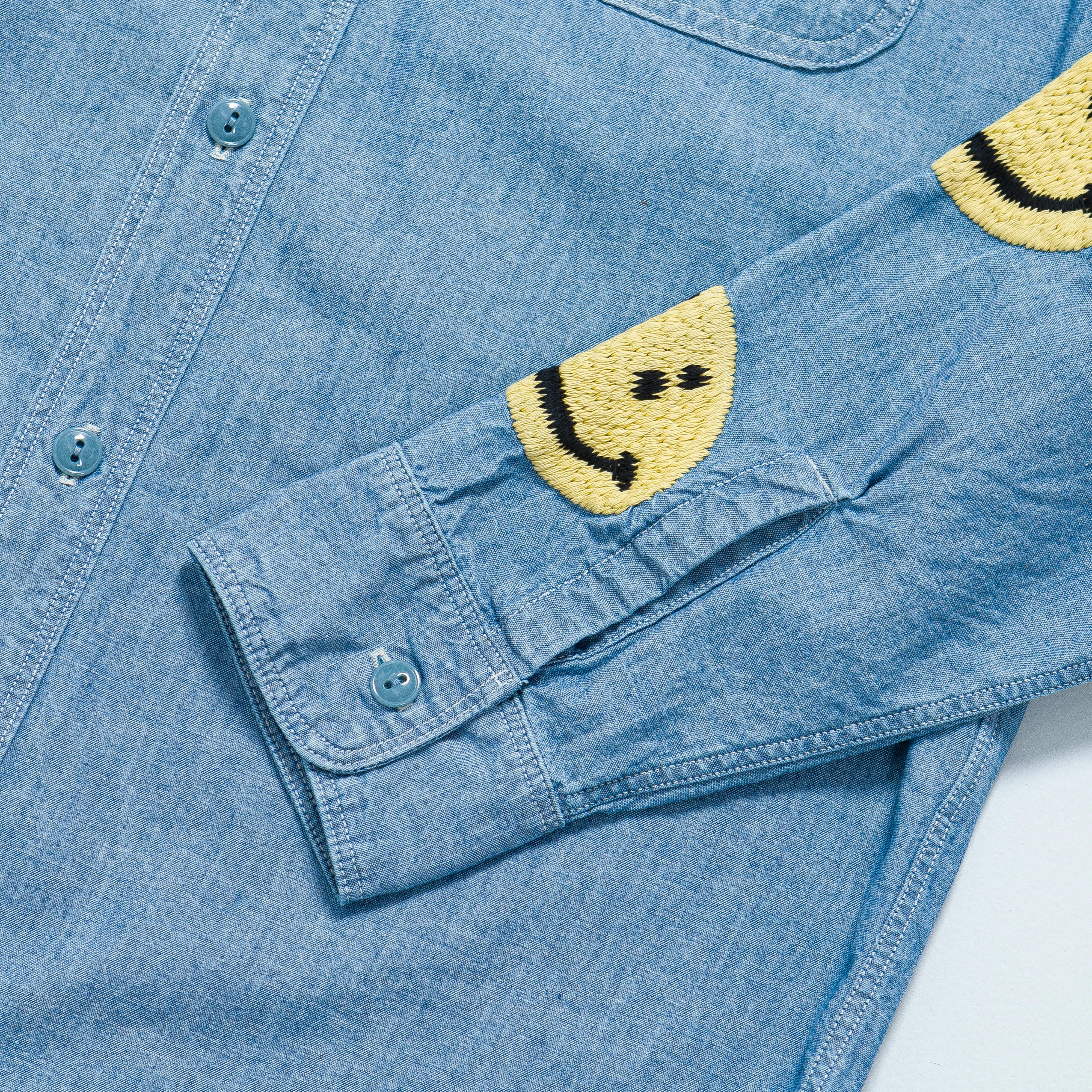 Chambray Work Shirt (Smile) - Sax Premium Pima Cotton