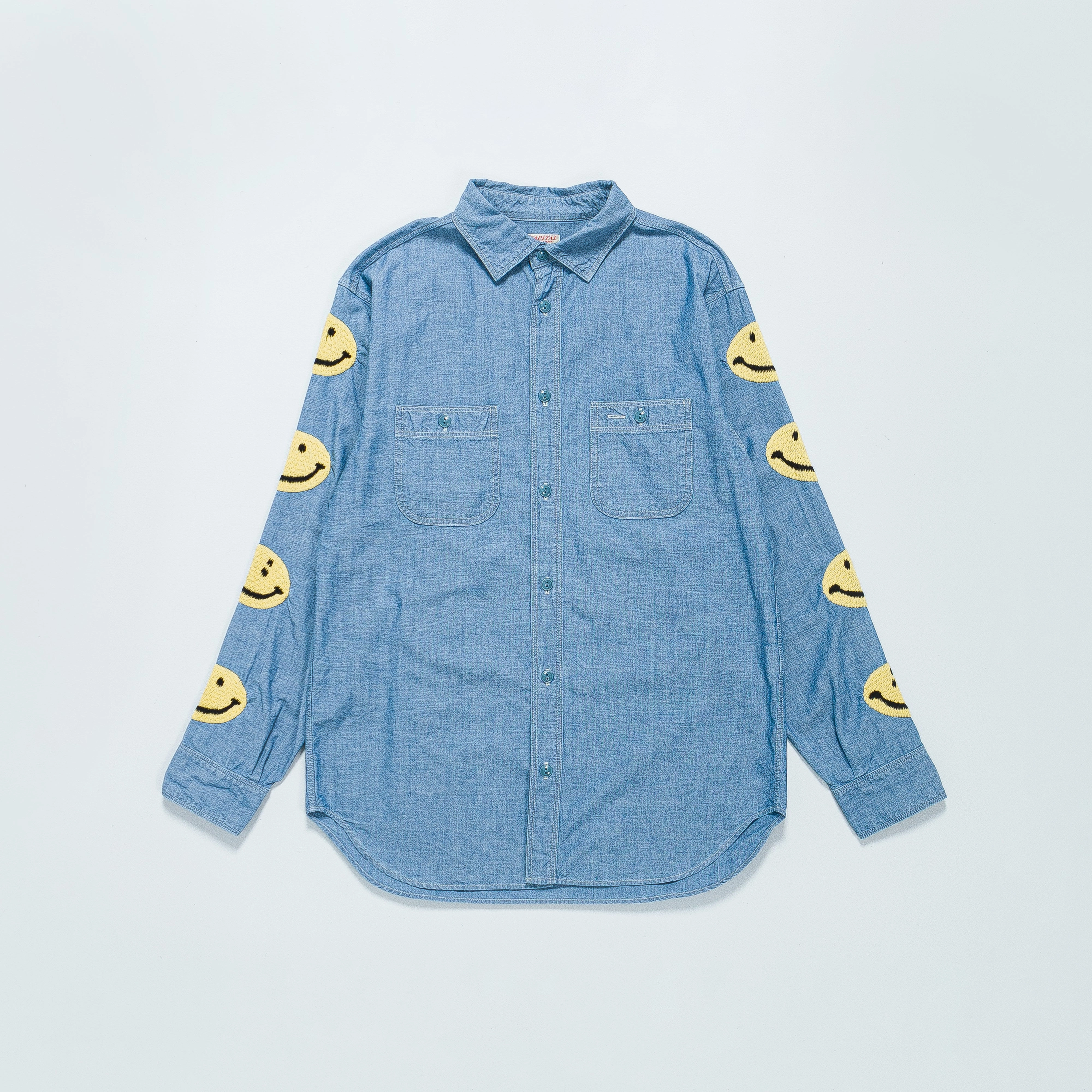 Seasonal Trend Chambray Work Shirt (Smile) - Sax
