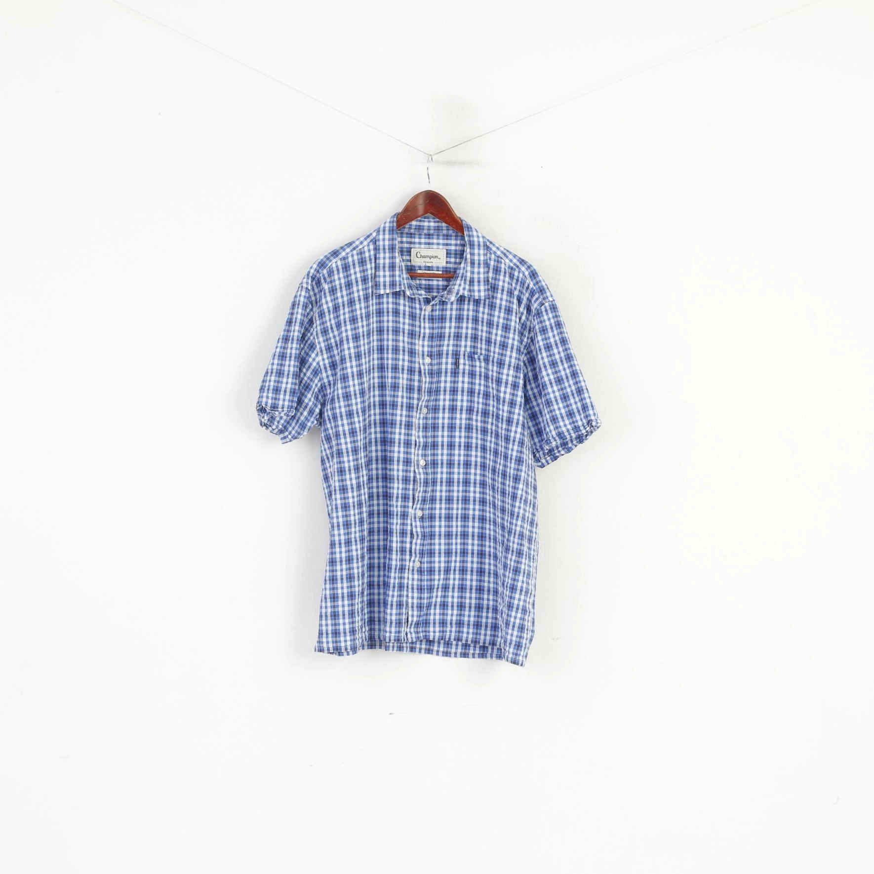 Urban Edge Champion Croyde Men XXL Casual Shirt Blue Check Cotton Classic Fit Top