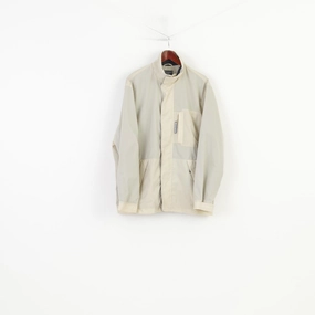 Champion Men L Jacket Beige Full Zipper  Nylon Vintage Pockets Outwear  Top Shampoo