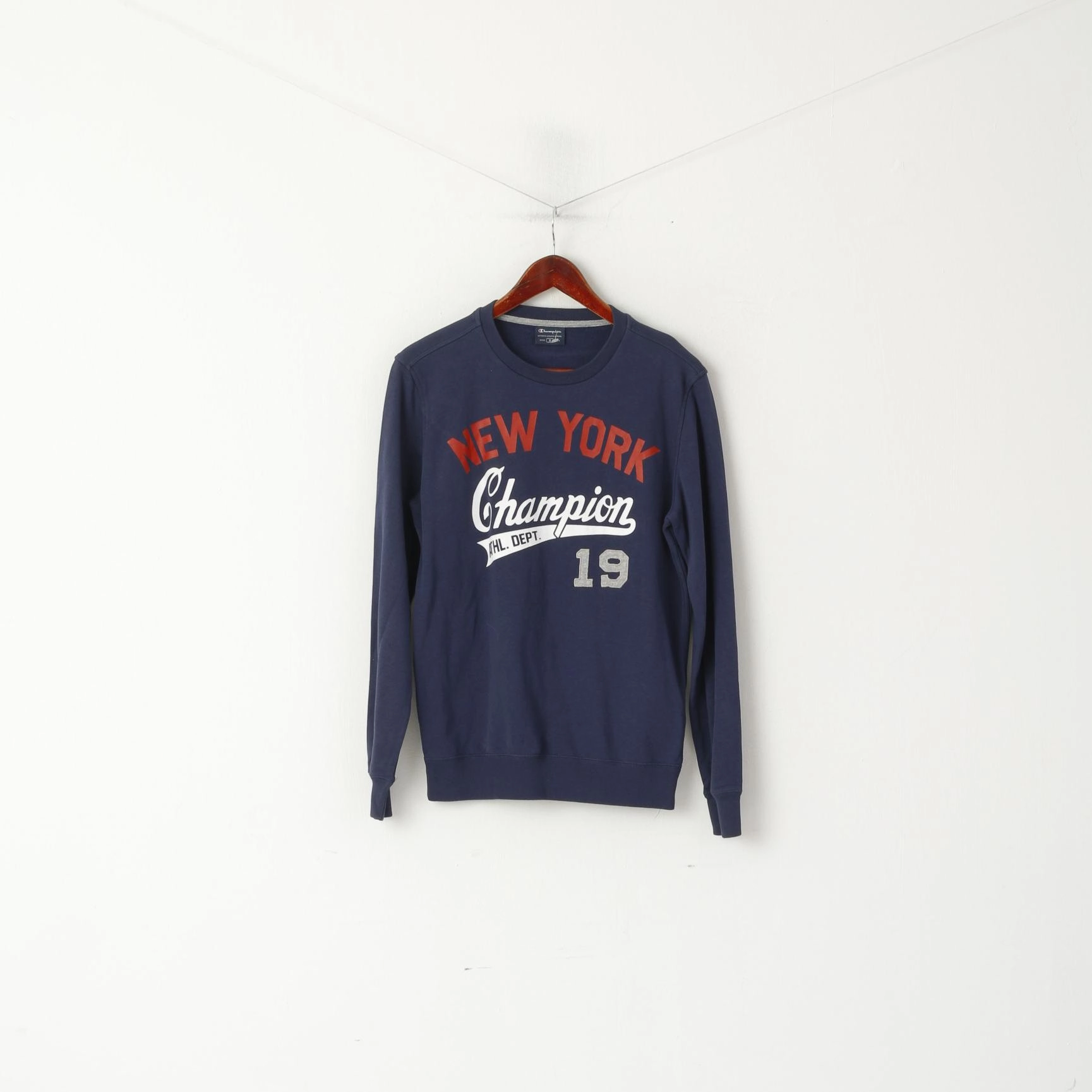 Champion Men S Sweatshirt Navy Cotton New York Graphic Crew Neck Top Street Apparel