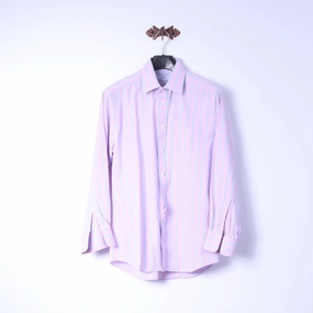 Charles Tyrwhitt Mens 16 41 L Casual Shirt Pink Blue Check Cotton Long Sleeve Easy Styling