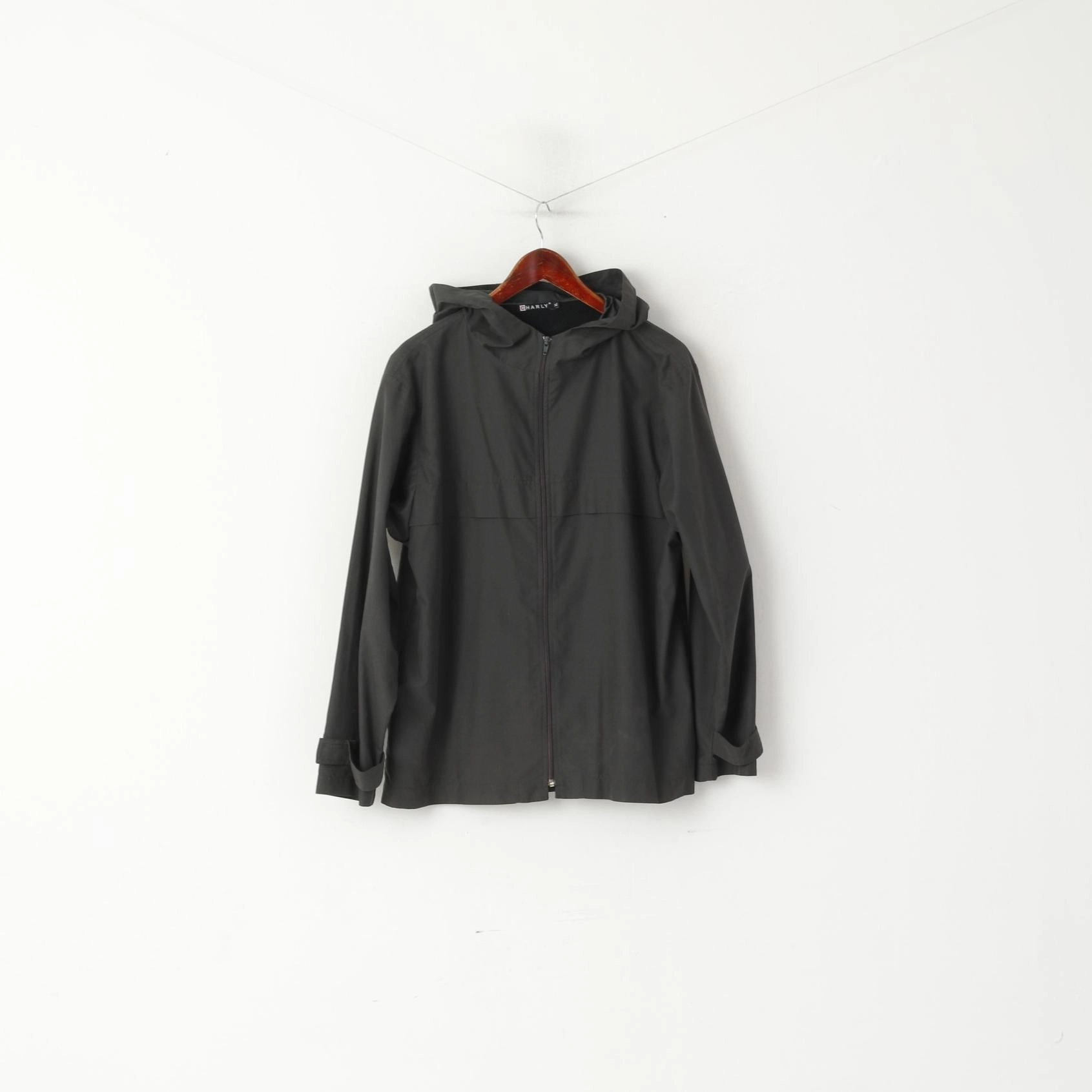 Charly Men XL Jacket Dark Grey Lightweight Hooded Sportswear Full Zipper Top skier Layered Protection