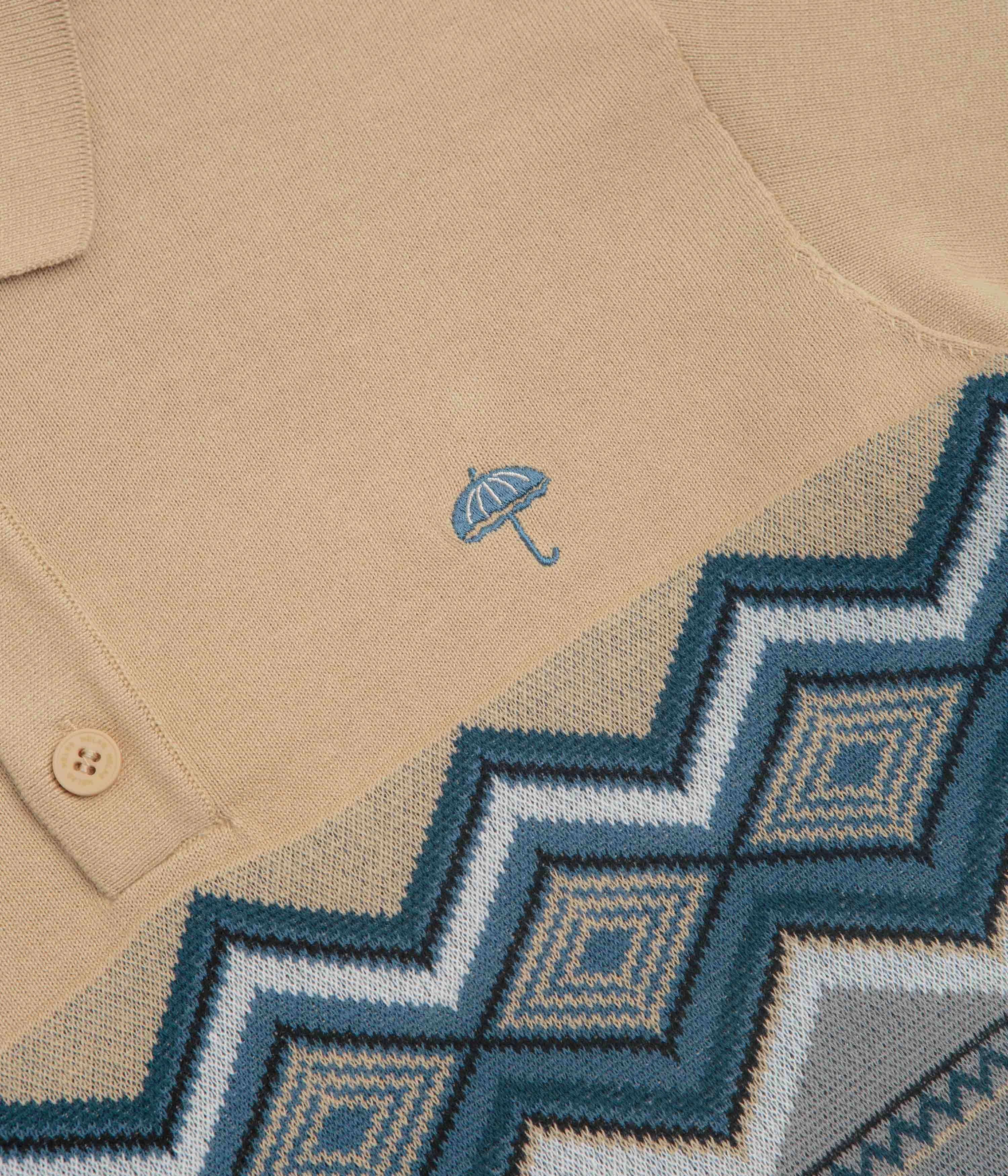 Youth fashion Performance Fabric Helas Ete Knit Polo Shirt - Beige