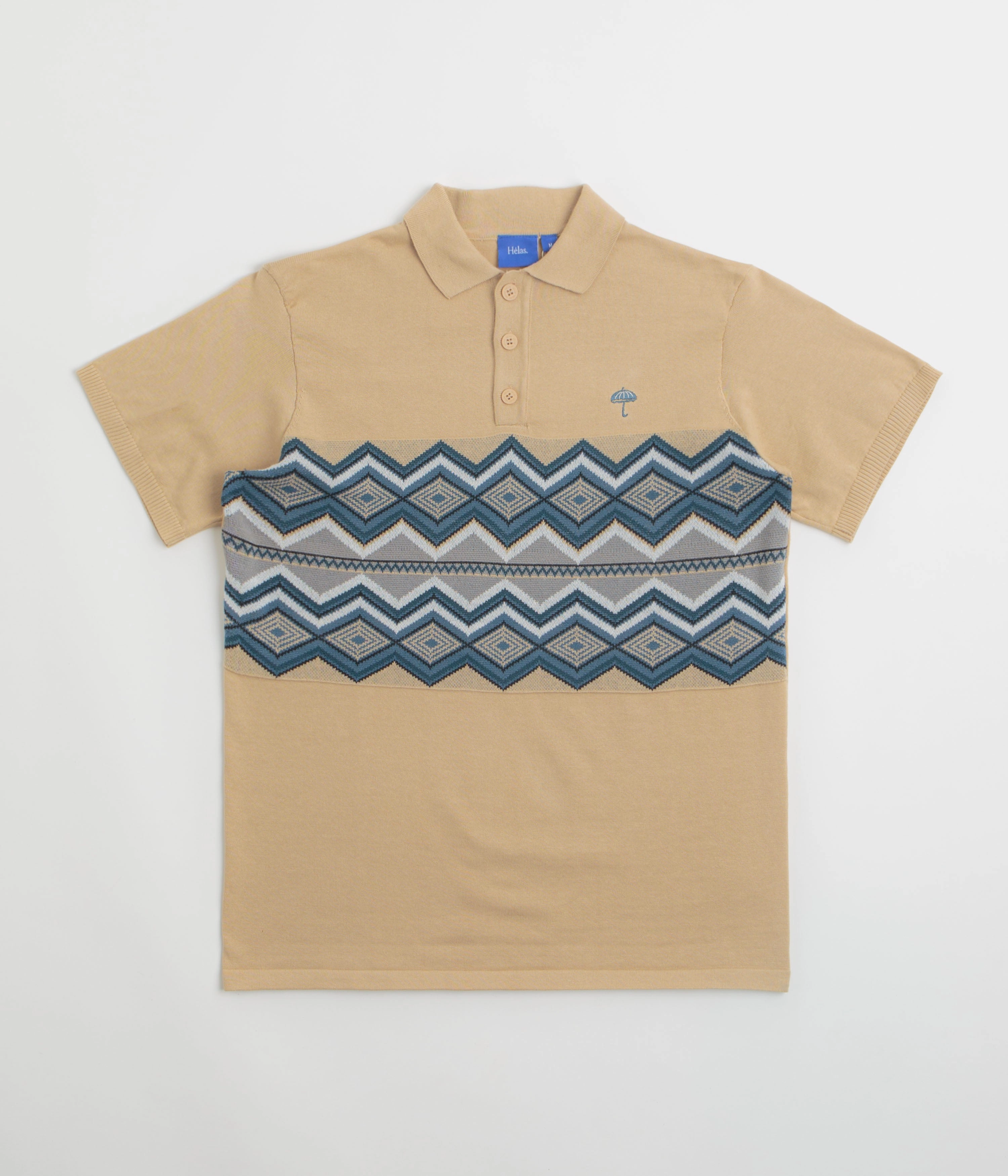 Layered Collar Helas Ete Knit Polo Shirt - Beige