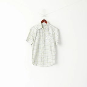 Neutral Tones Moods Of Norway Men M Casual Shirt White Cotton Check Short Sleeve Pocket Top